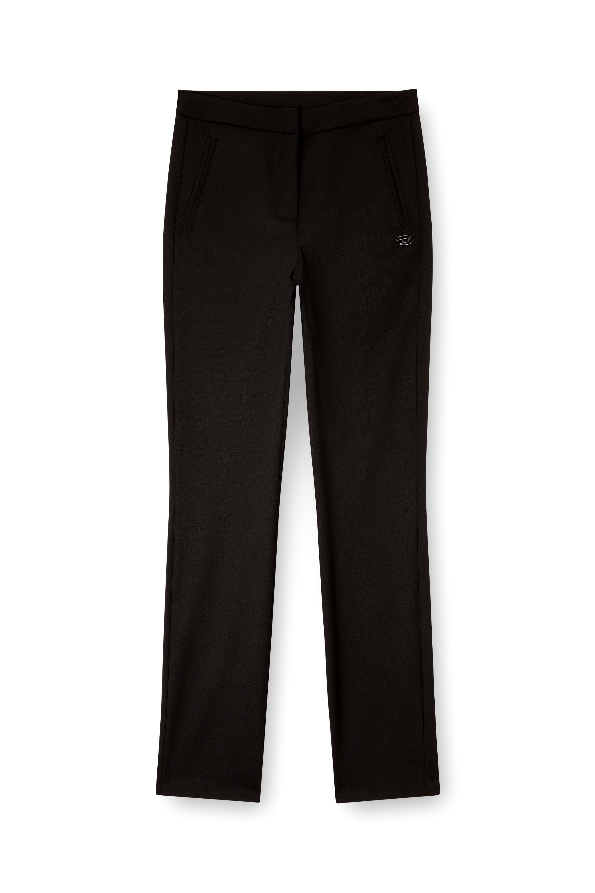 Diesel - P-LACER-R2, Female's Wool blend pants with welt pockets in Black - 4
