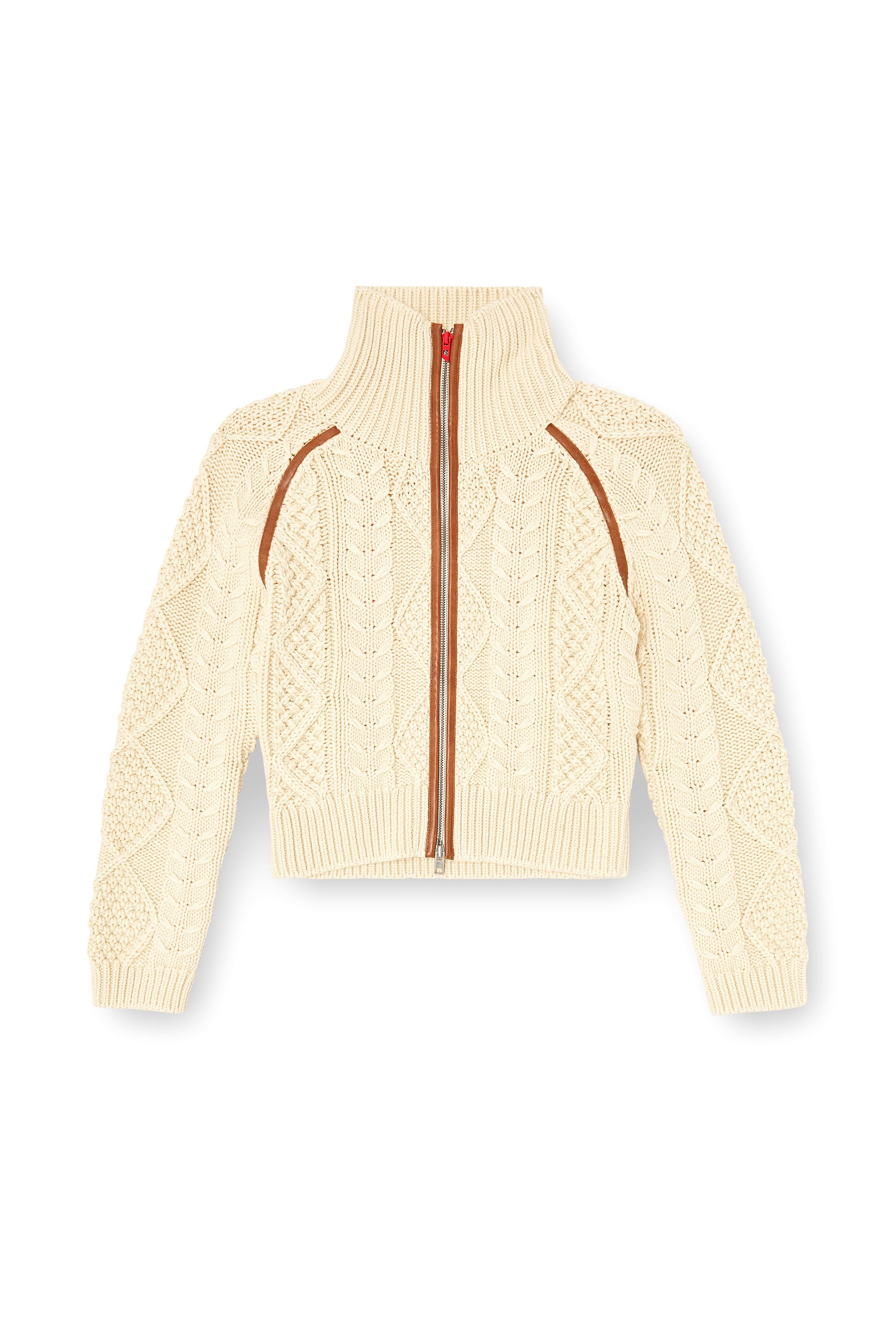 Diesel - M-INTELLE, Female's Cable-knit cardigan with contrast bands in null - 3