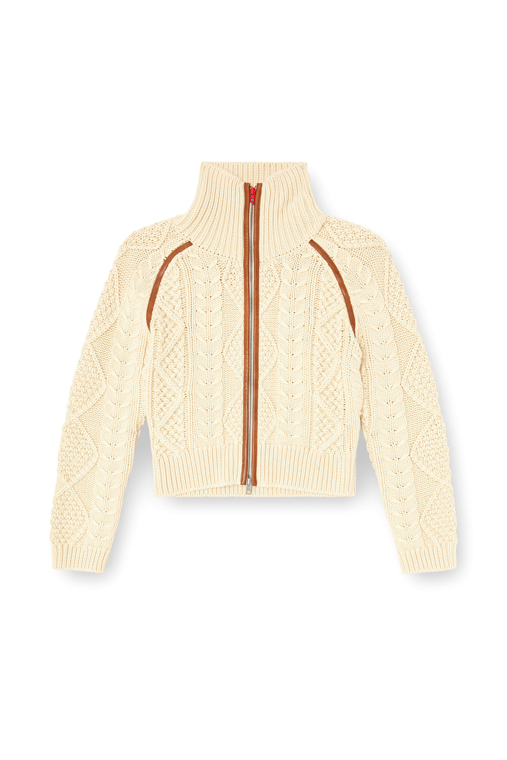 Diesel - M-INTELLE, Female's Cable-knit cardigan with contrast bands in null - 2