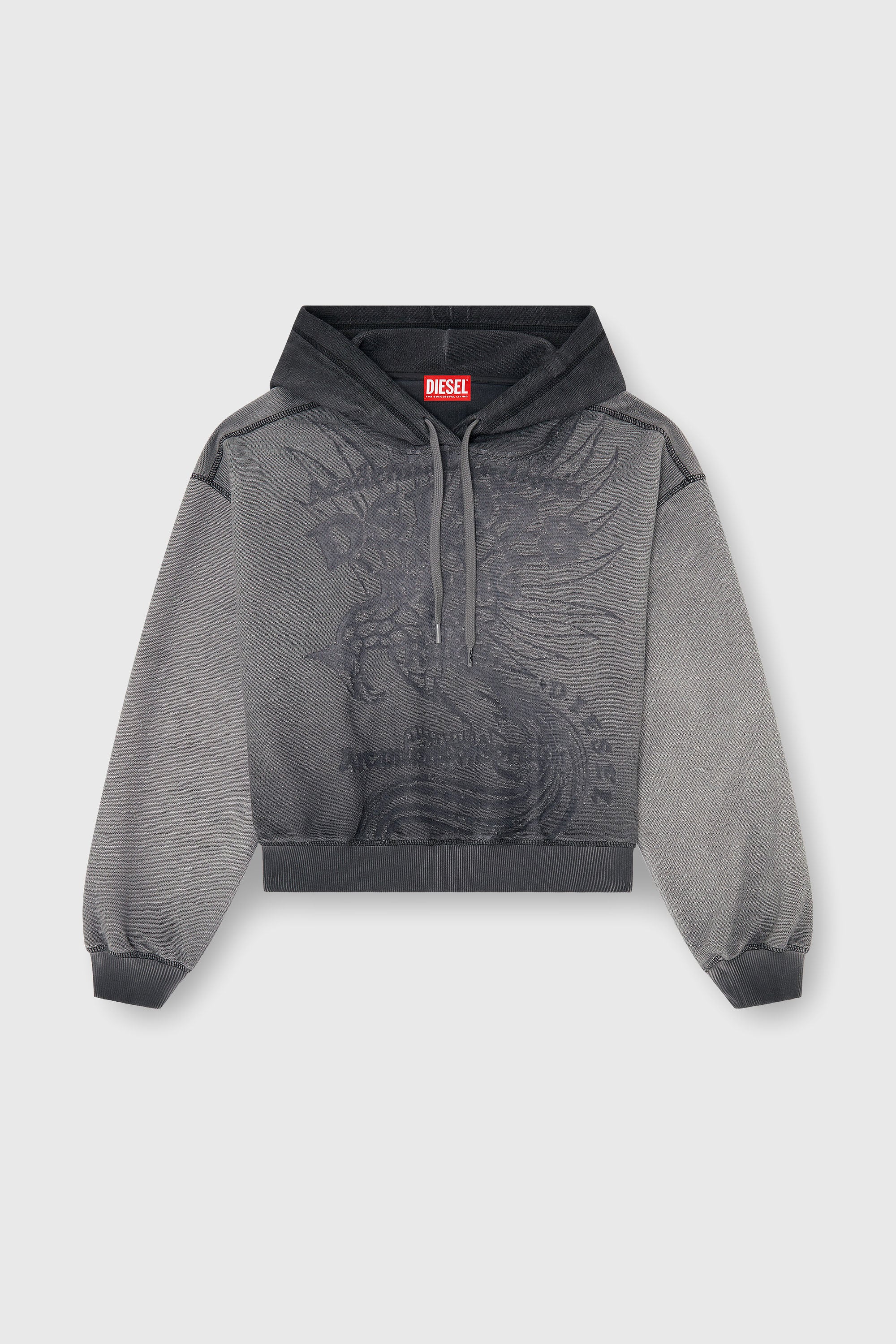 Diesel - F-SUNNY-HOOD, Female's Hoodie with d&eacute;vor&eacute; print in Grey - 2
