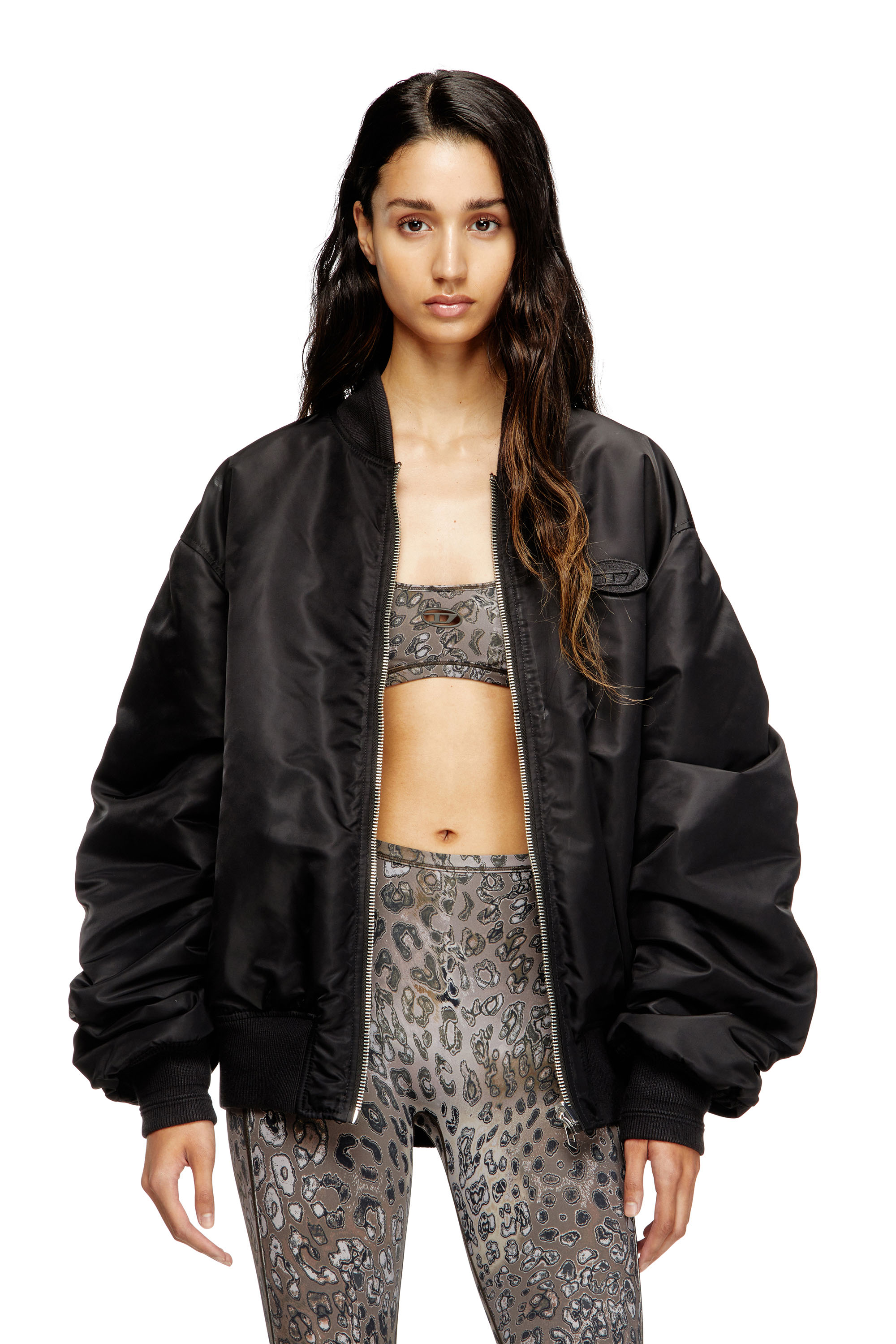 Diesel - CHELSEA-UTLT, Sujetador deportivo de nylon con estampado de leopardo Mujer in Marrón - 4