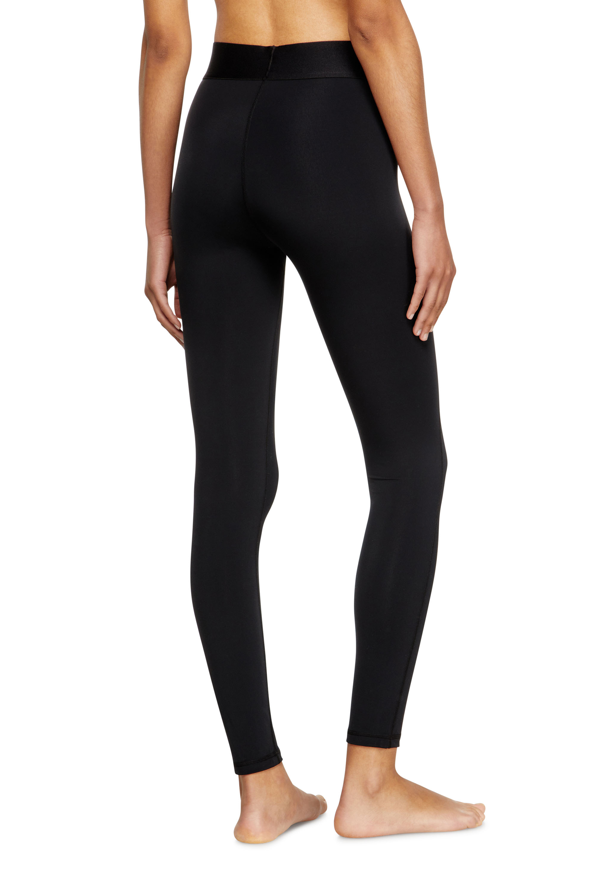 Diesel - ADELINE-D-POP, Female's Microfibre leggings with cut-off logo in Black - 3