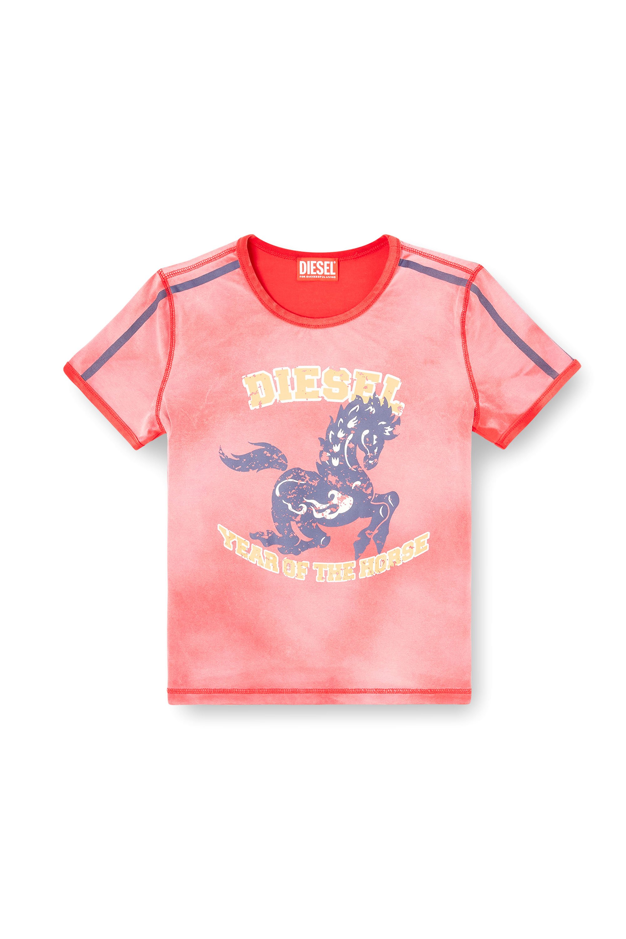 Diesel - CL-T-UNCUTIE-HORSE, Female's Cotton stretch T-shirt with horse graphic print in Red - 4