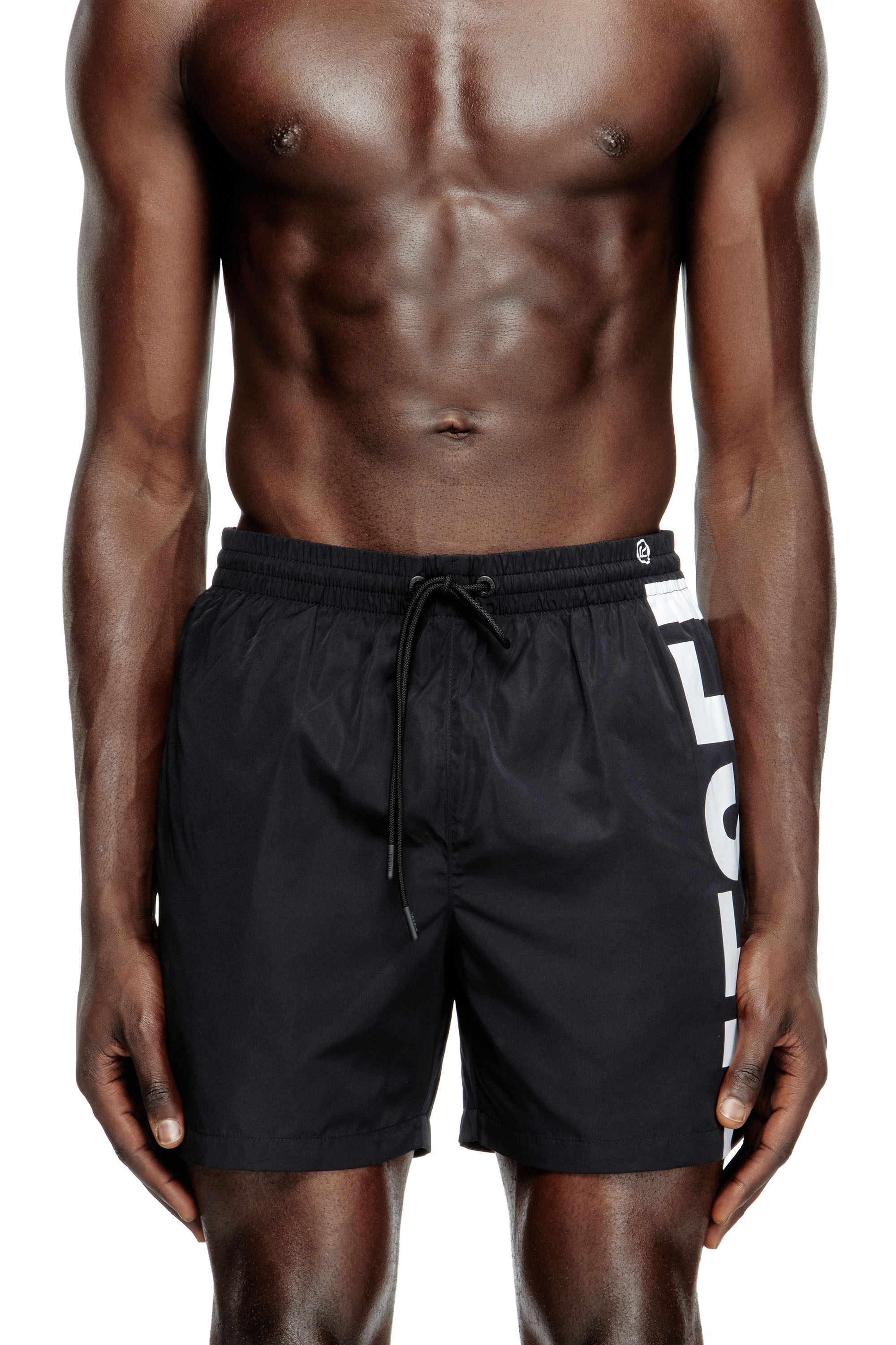 Diesel - RIO-41-D-CORE, Man's Mid-length swim shorts with maxi logo in Black/White - 2