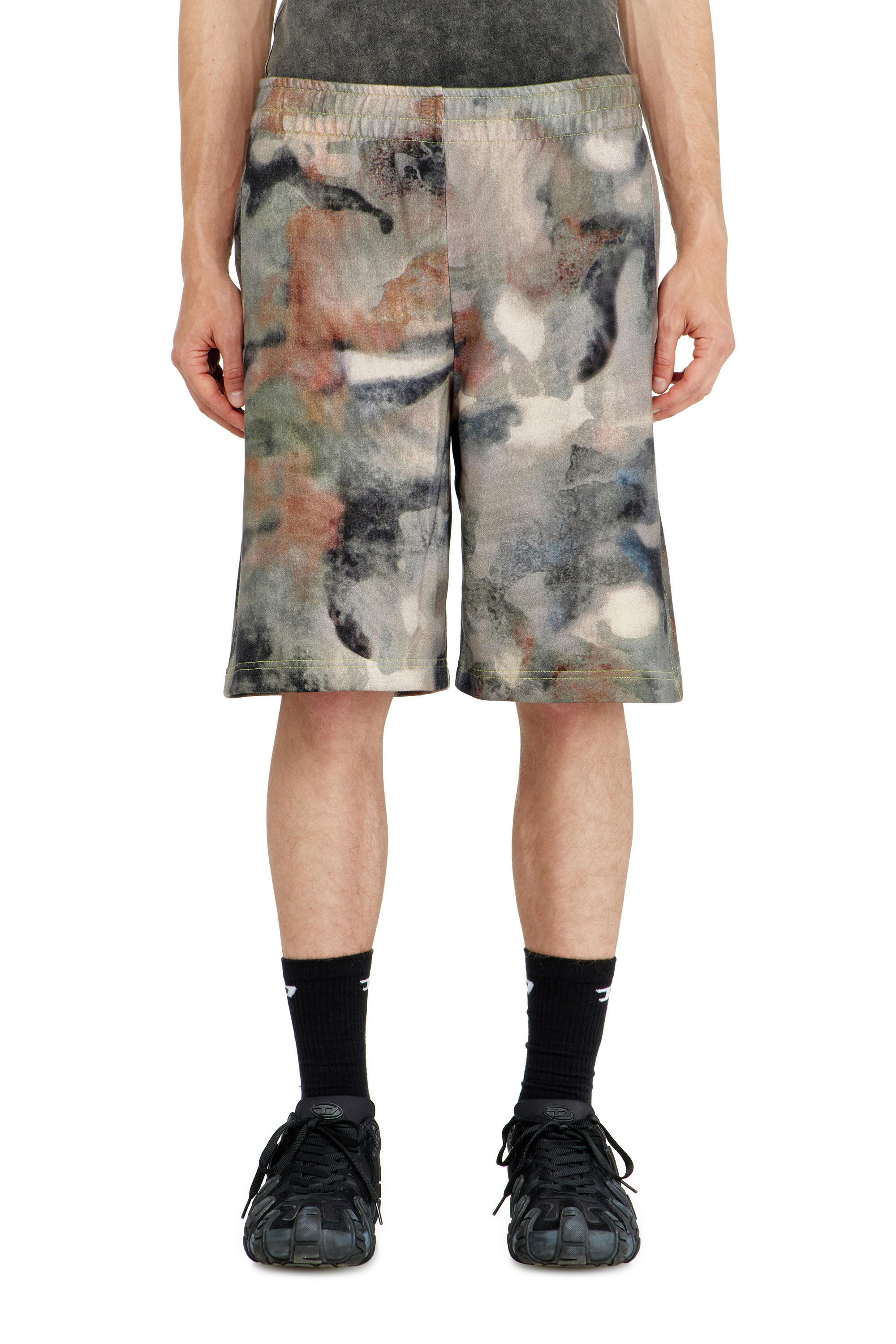 Diesel - P-CRONE-V1, Man's Sweat shorts with camo digital print in Brown/Green - 1