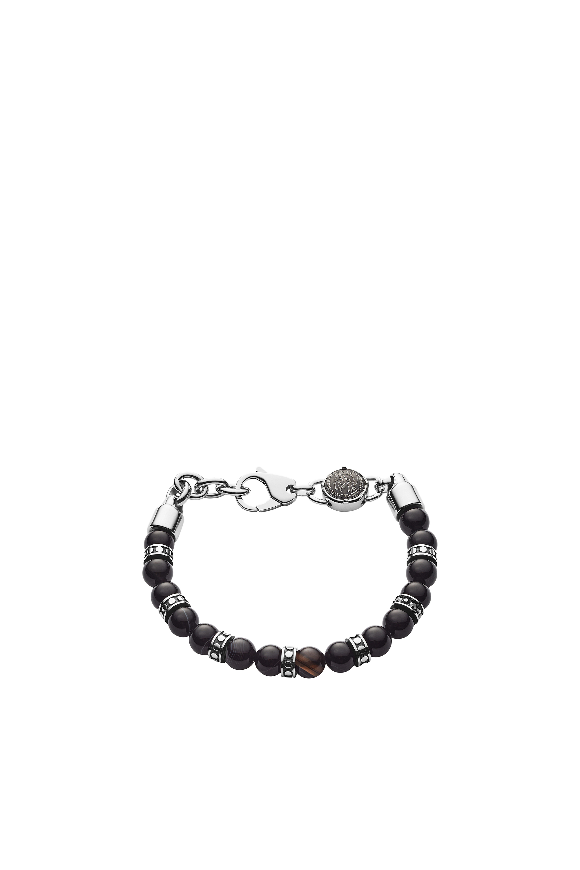 Diesel - DX1163, Man's Beaded Black Line Agate Bracelet in Black - 1