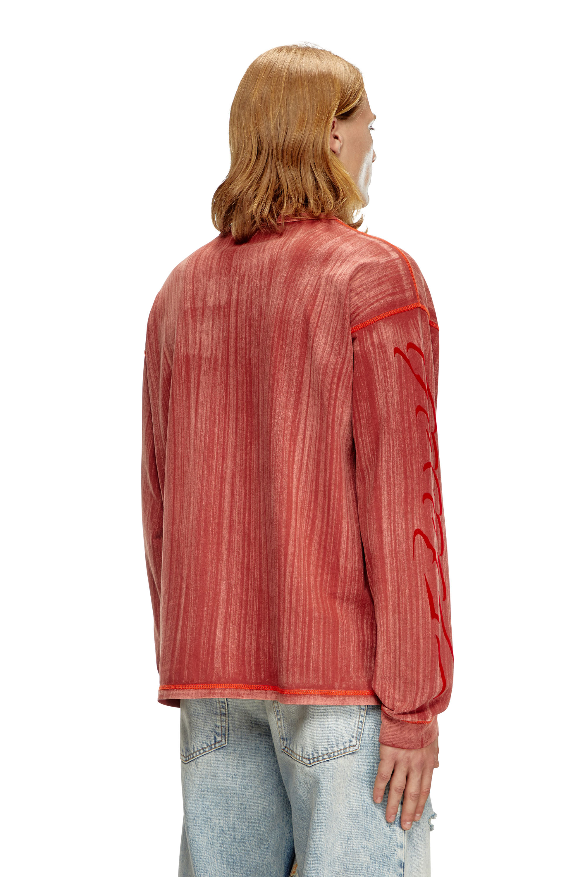 Diesel - T-BOXT-LS-Q2, Male's Long-sleeve T-shirt with brushstroke fading in Red - 4