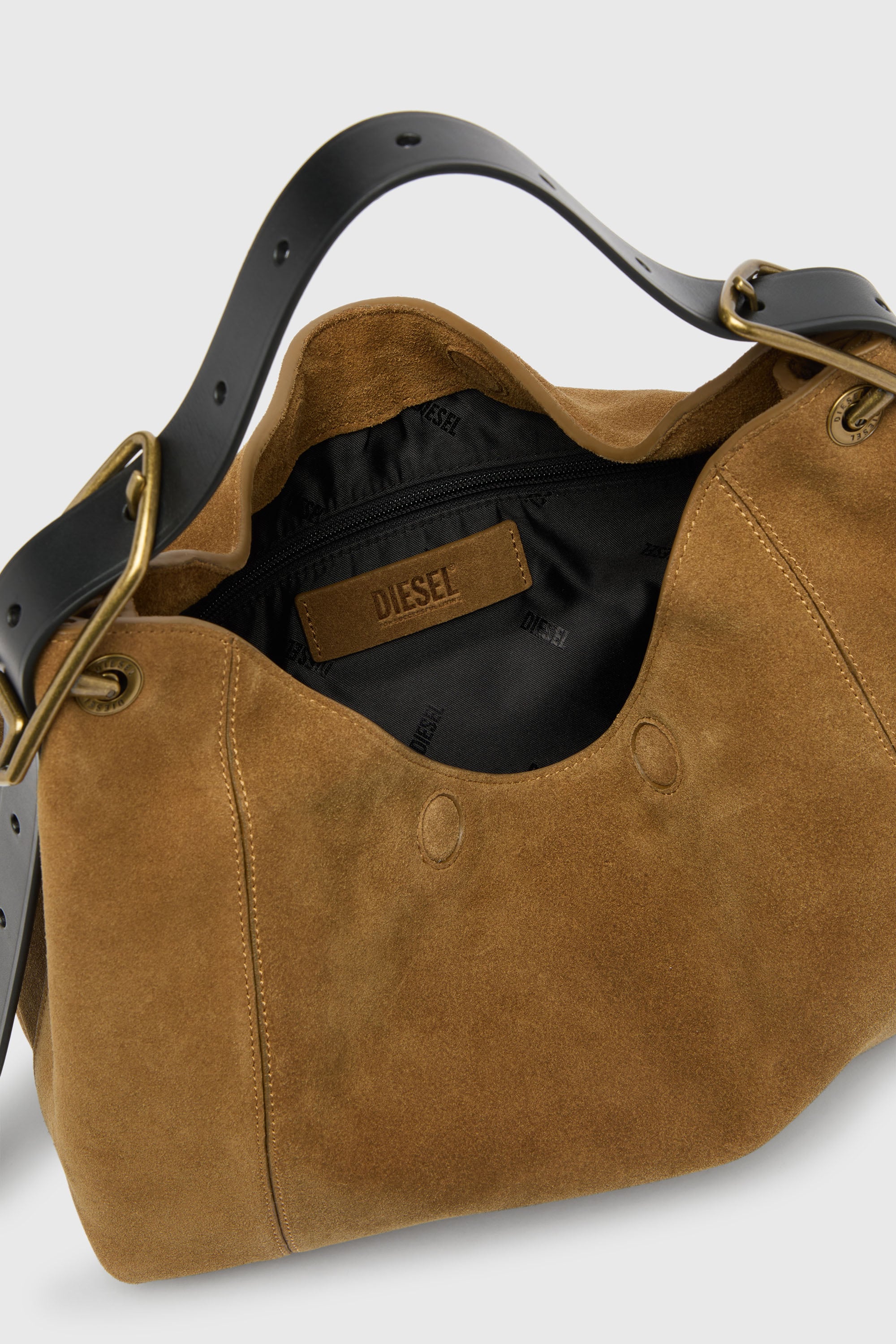 Diesel - D-LINE HOBO S, D-Line Sac port&eacute; &eacute;paule en daim cir&eacute; Femme in Marron - 4