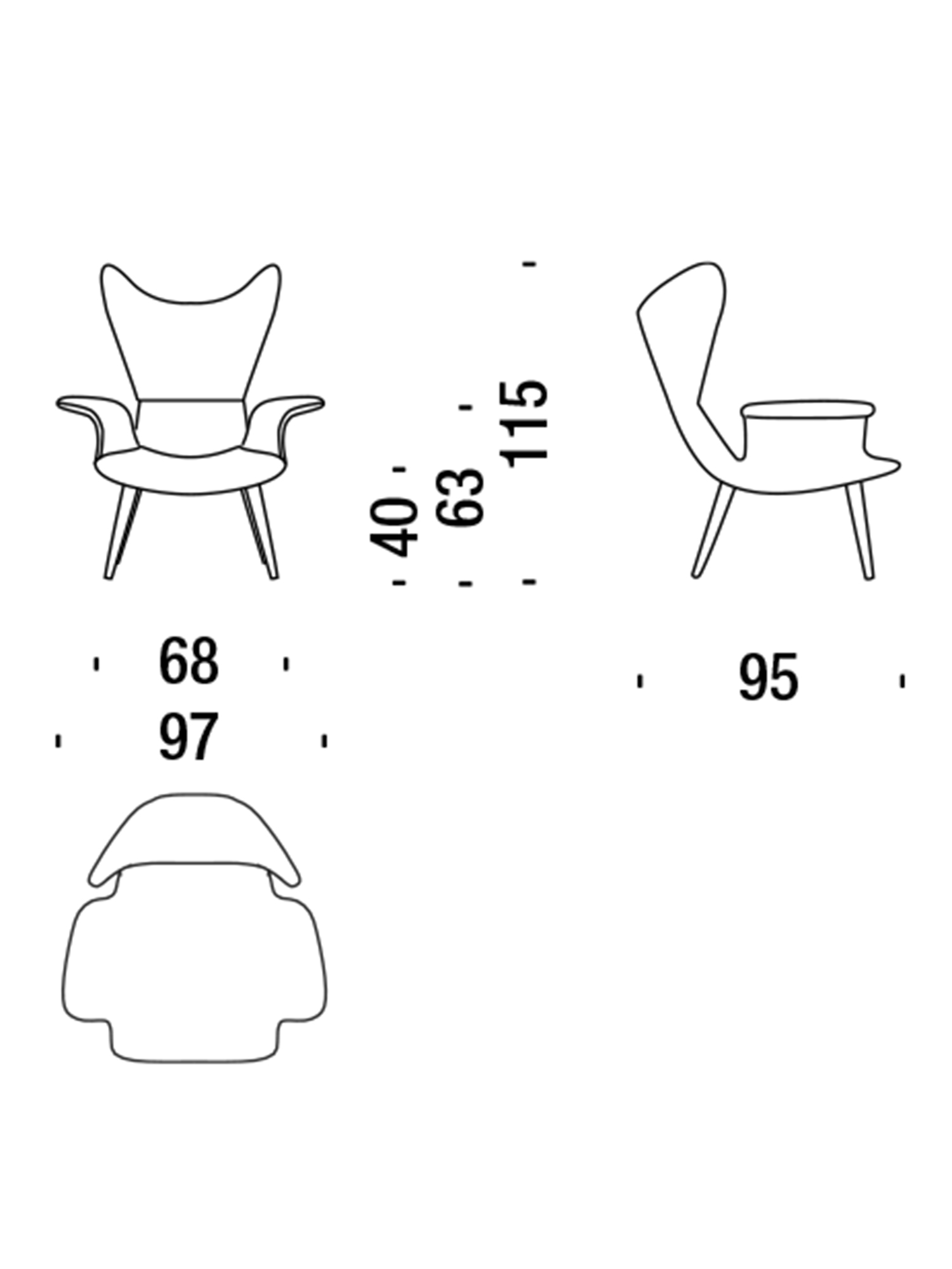 Diesel - DL2H05 LONGWAVE, Unisex's High back lounge chair in Grey - 3