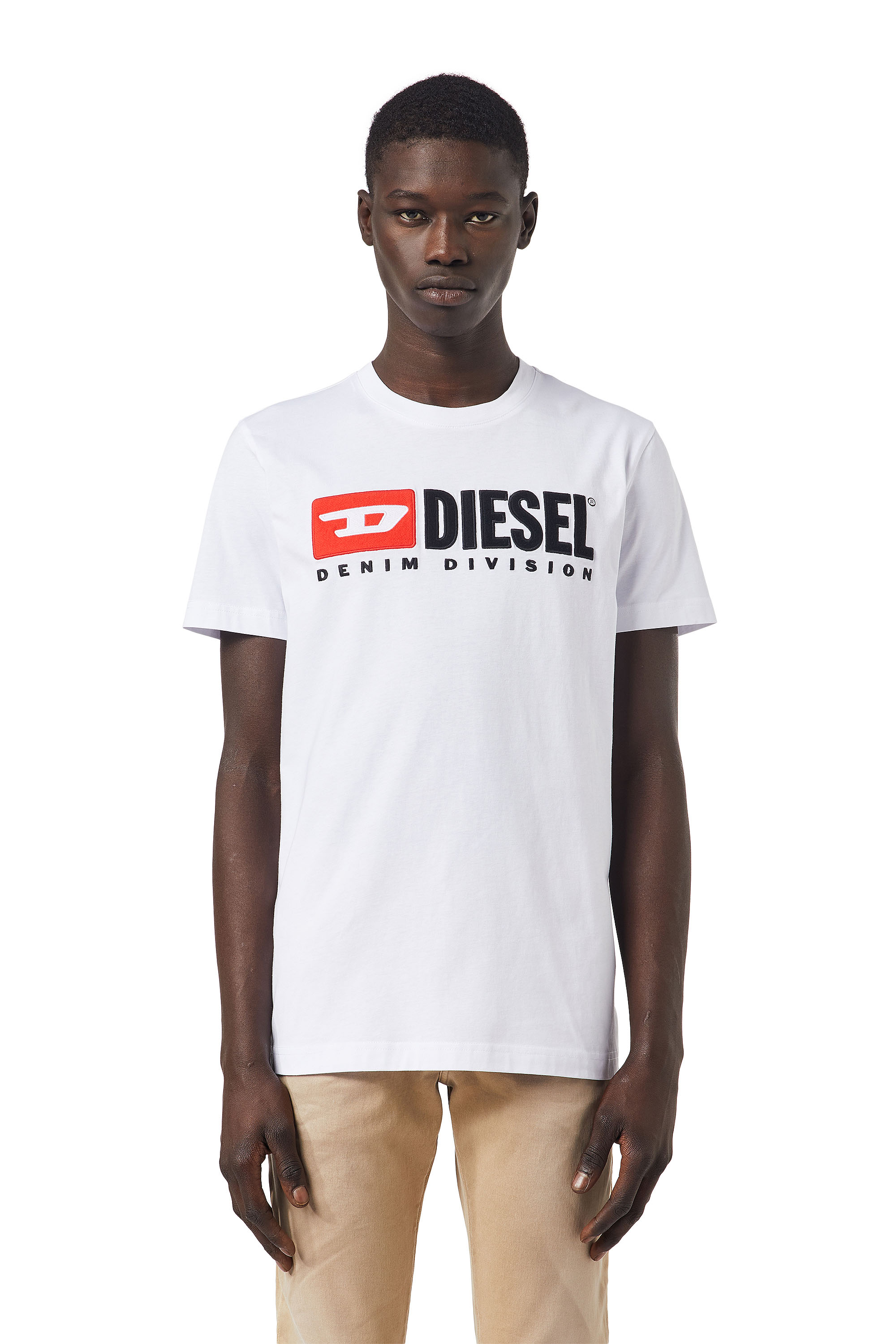 Diesel - T-DIEGOR-DIV, Man's T-shirt with fleece logo in White - 3