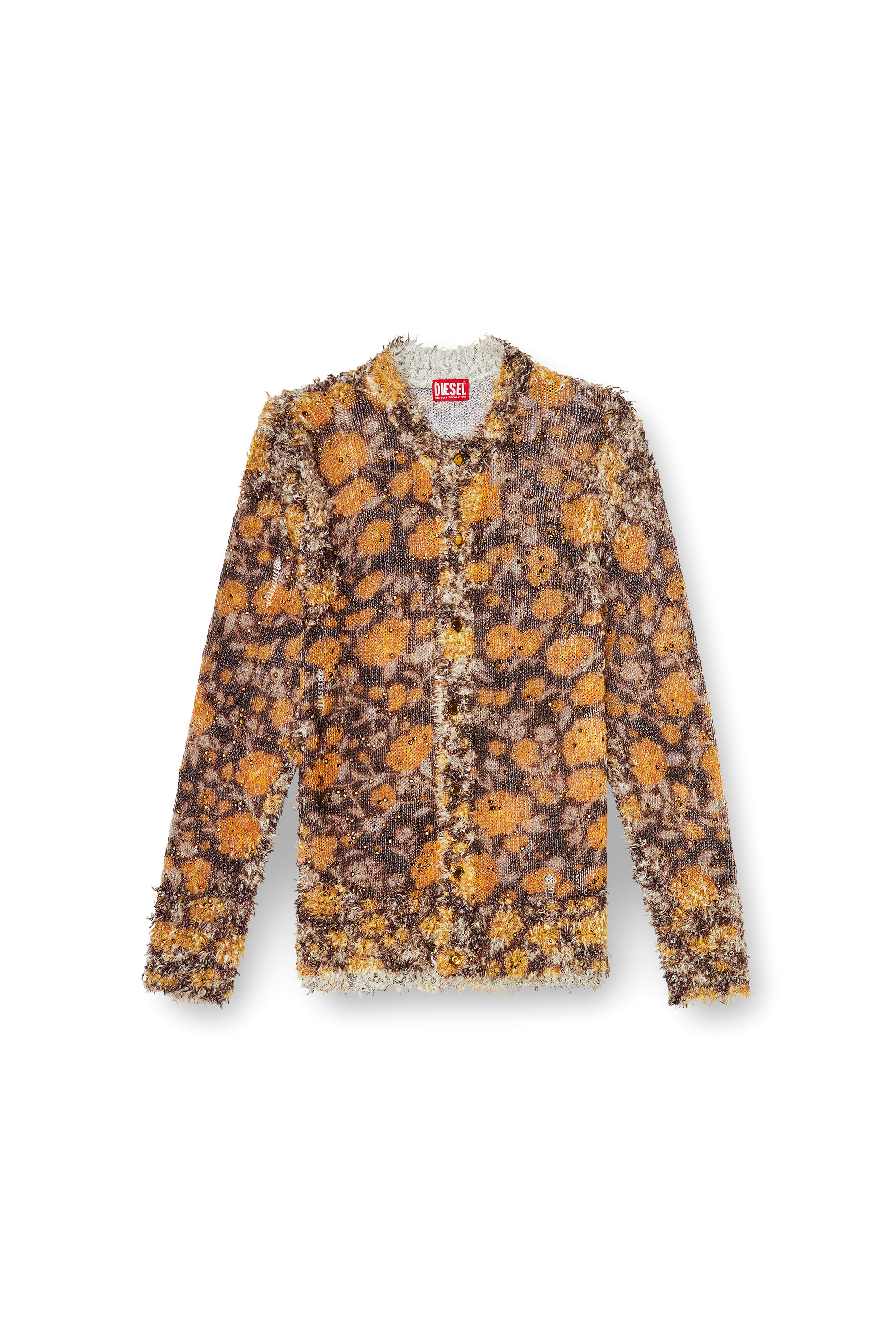 Diesel - K-LINNUS, Cardigan en m&eacute;lange de lin imprim&eacute; avec cristaux Homme in Polychrome - 2