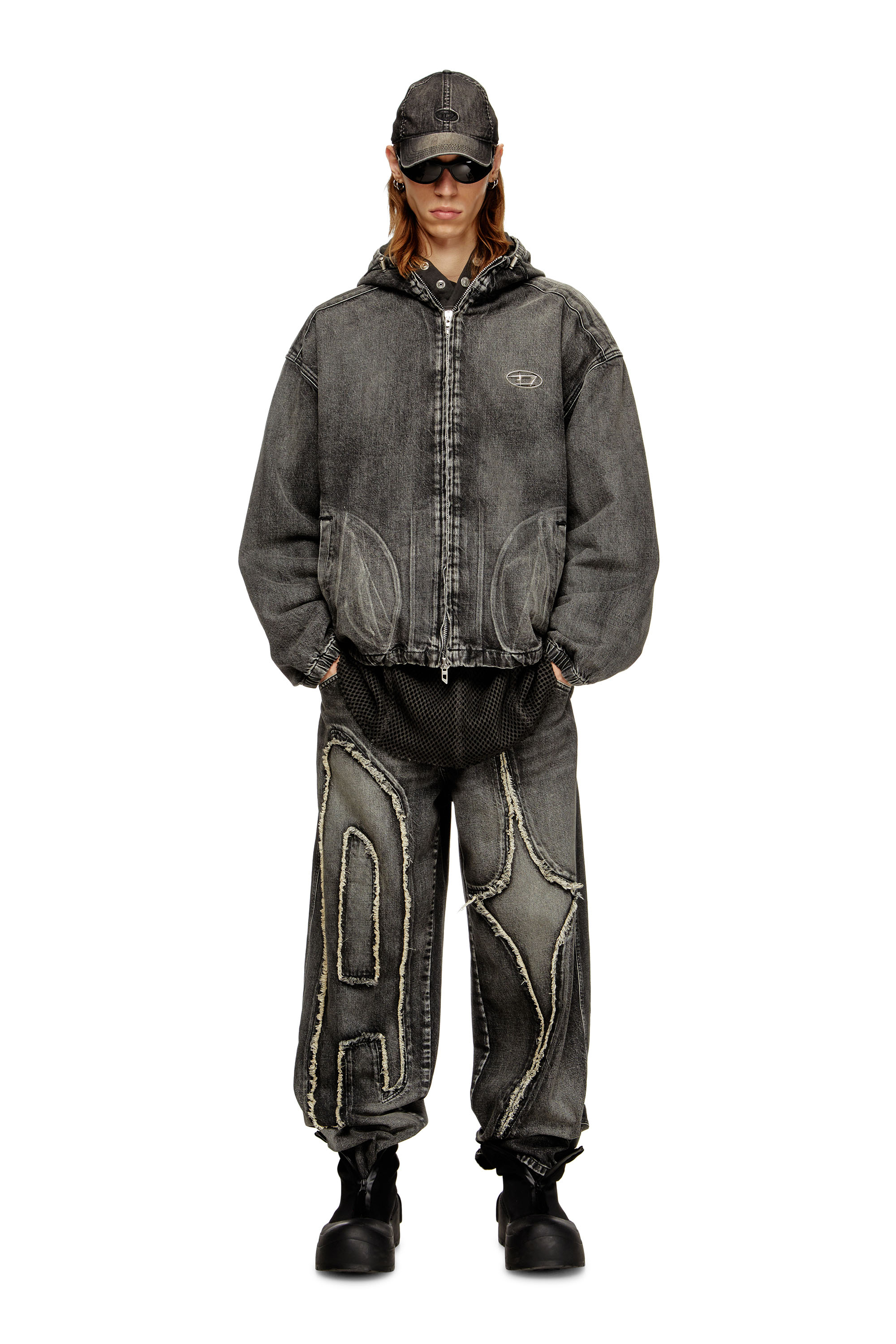 Diesel - THUGJACK, Veste à capuche en denim délavé Mixte in Noir - 2