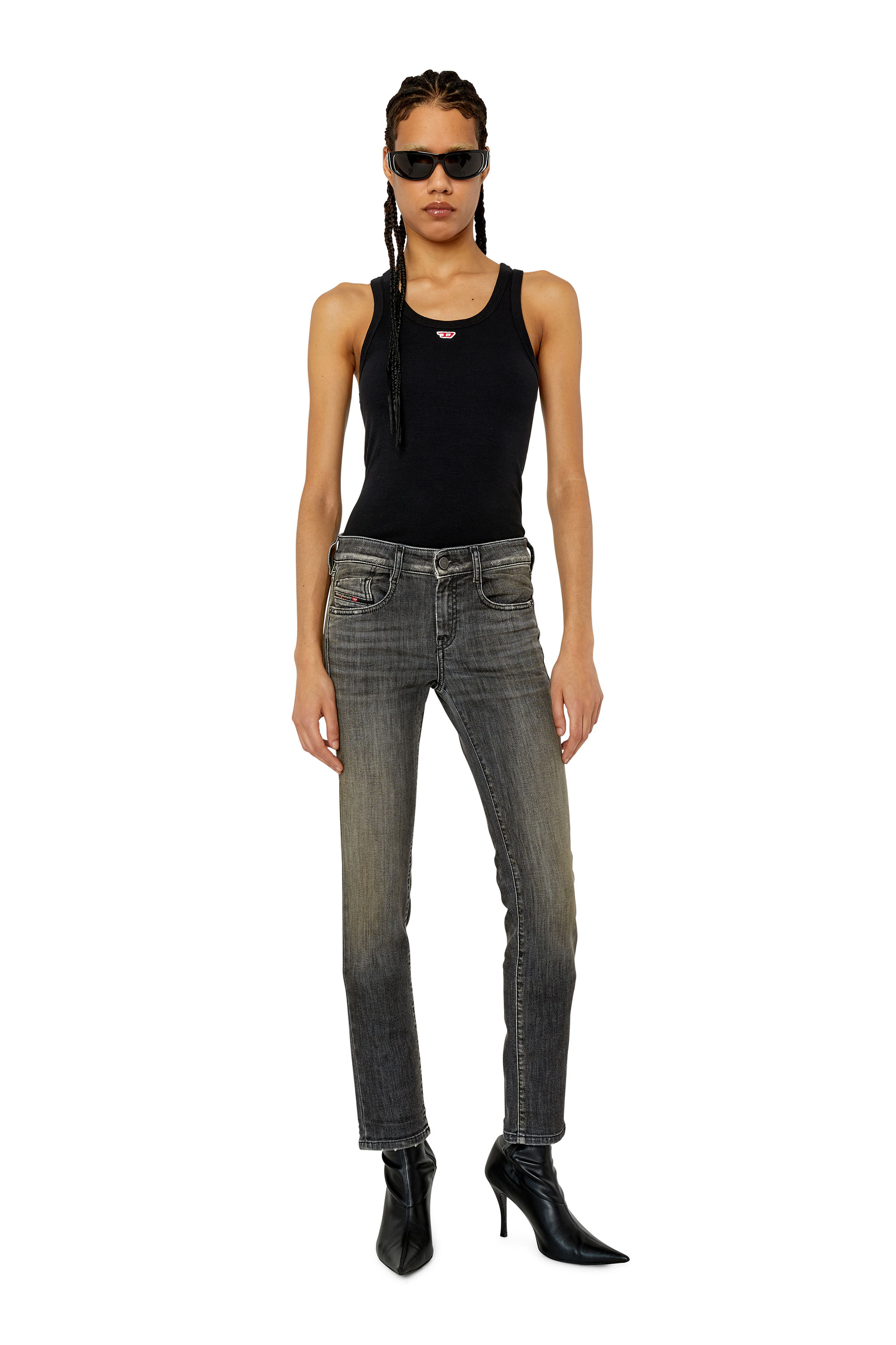 Diesel - Slim D-Ollies JoggJeans&reg; 09F01, Female's Slim D-Ollies JoggJeans&reg; in Black/Dark Grey - 4