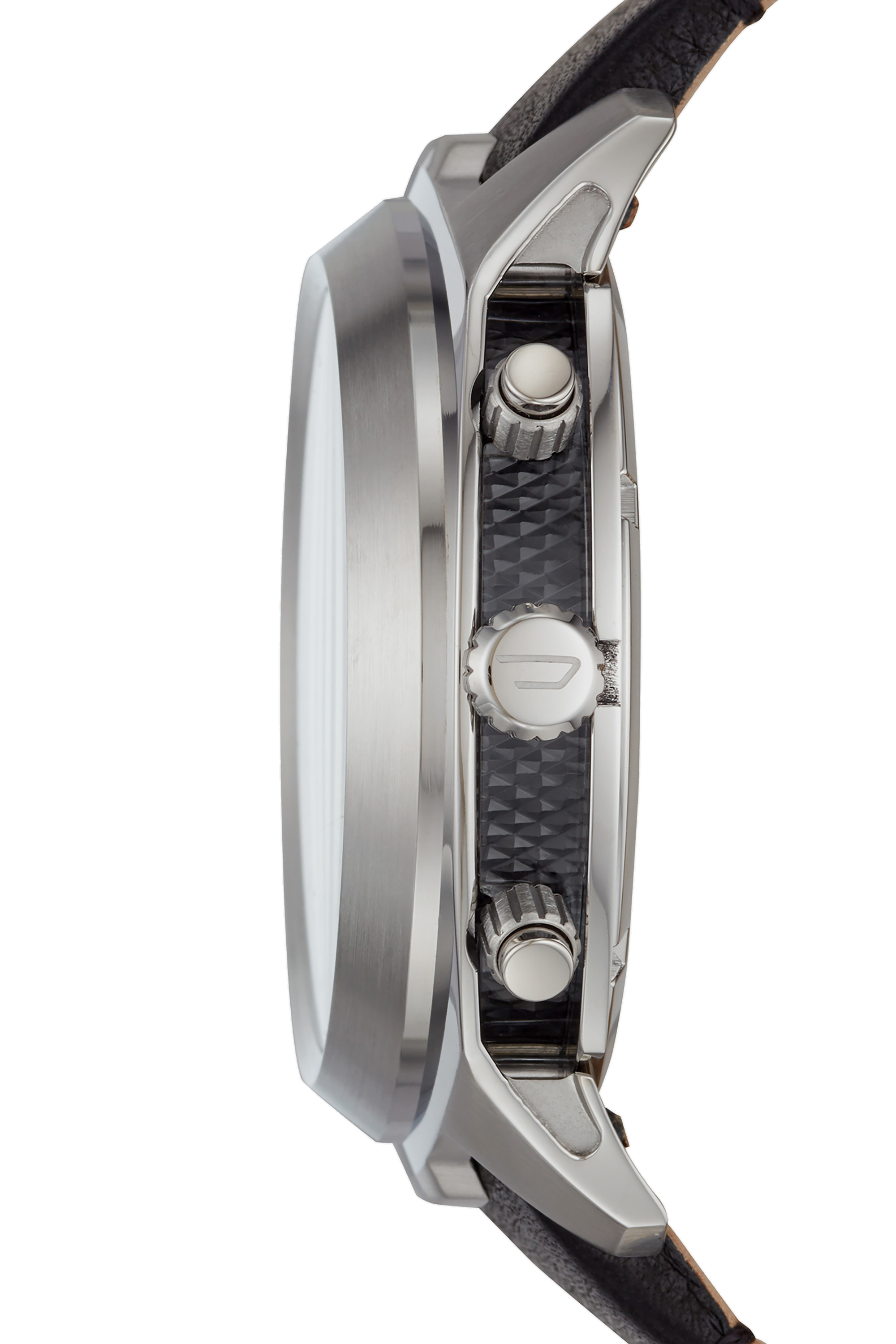 Diesel - DZ4499, Man's Tumbler chronograph black leather watch in Black/Silver - 2