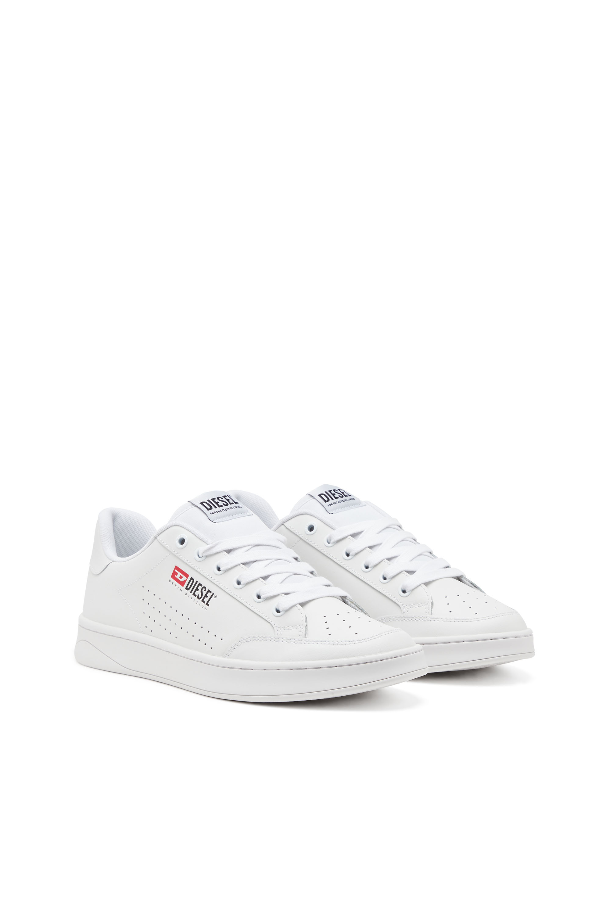 Diesel - S-ATHENE VTG, Male's S-Athene-Low-top sneakers in leather and nylon in White - 2