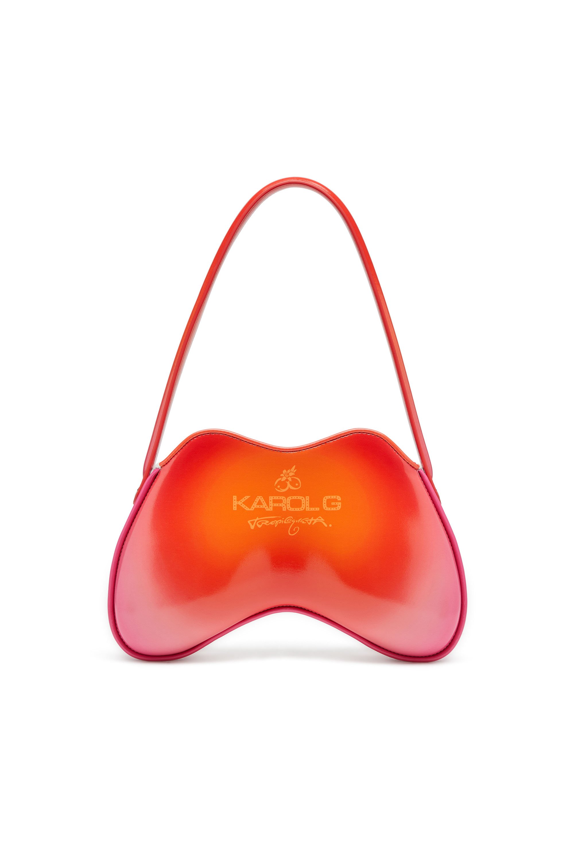 Diesel - K.G. DOUBLE-D SHOULDER, Woman's Double-D-Glossy shoulder bag with lotus print in White/Pink - 3