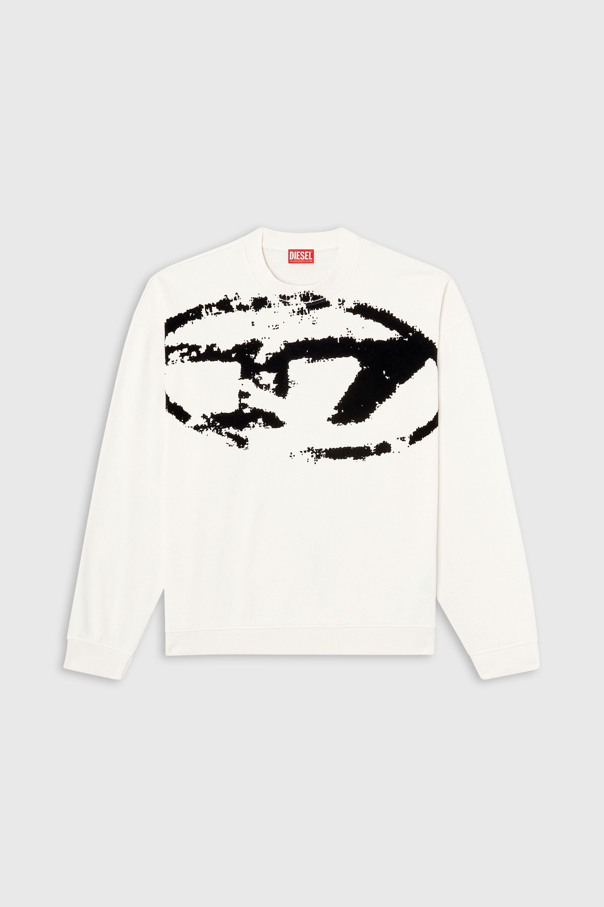 Diesel - S-BOXT-N5, Man's Sweatshirt with distressed flocked logo in White/Black - 2