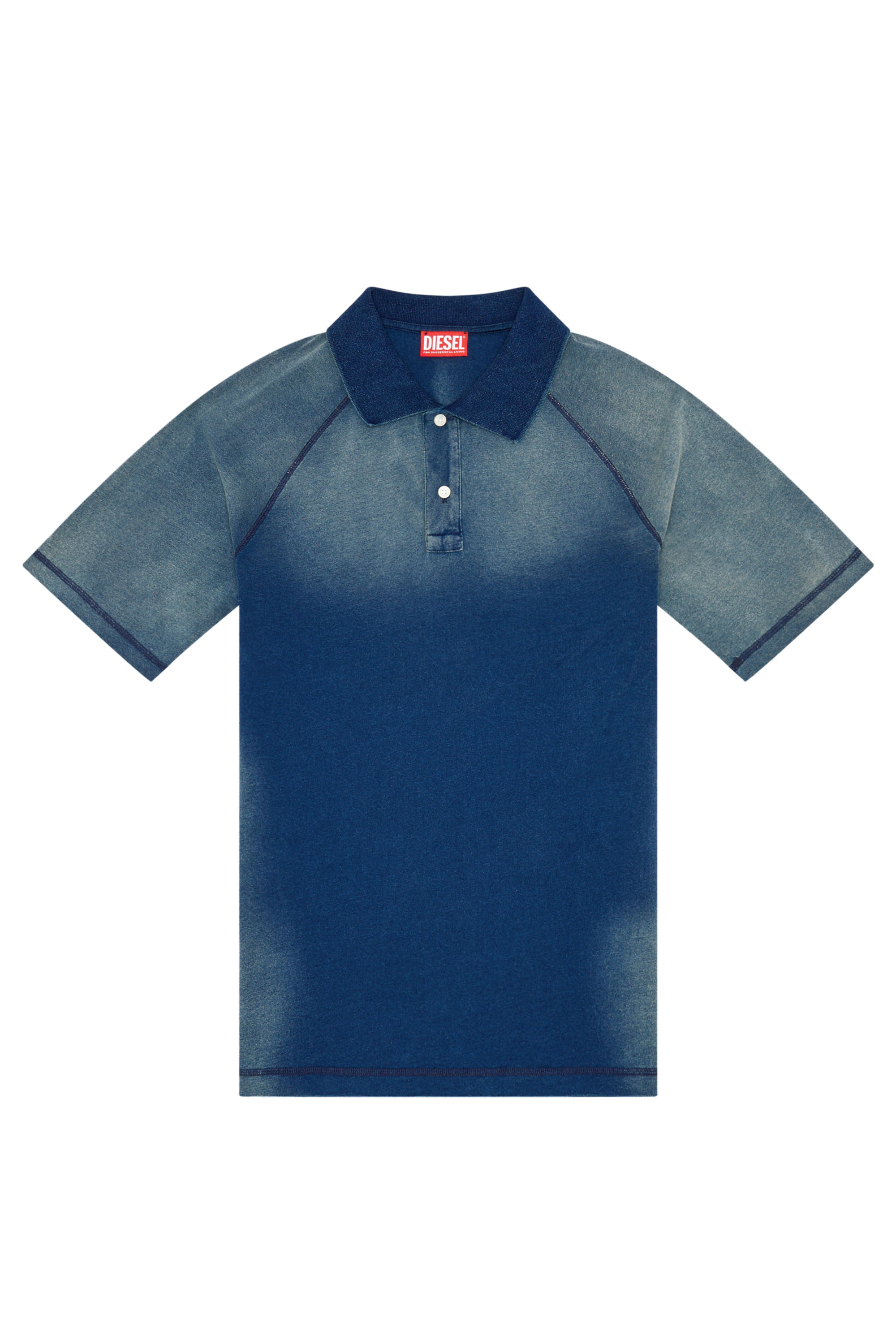 Diesel - T-RASMITH, Man's Polo shirt with sun-faded effects in Blue - 2