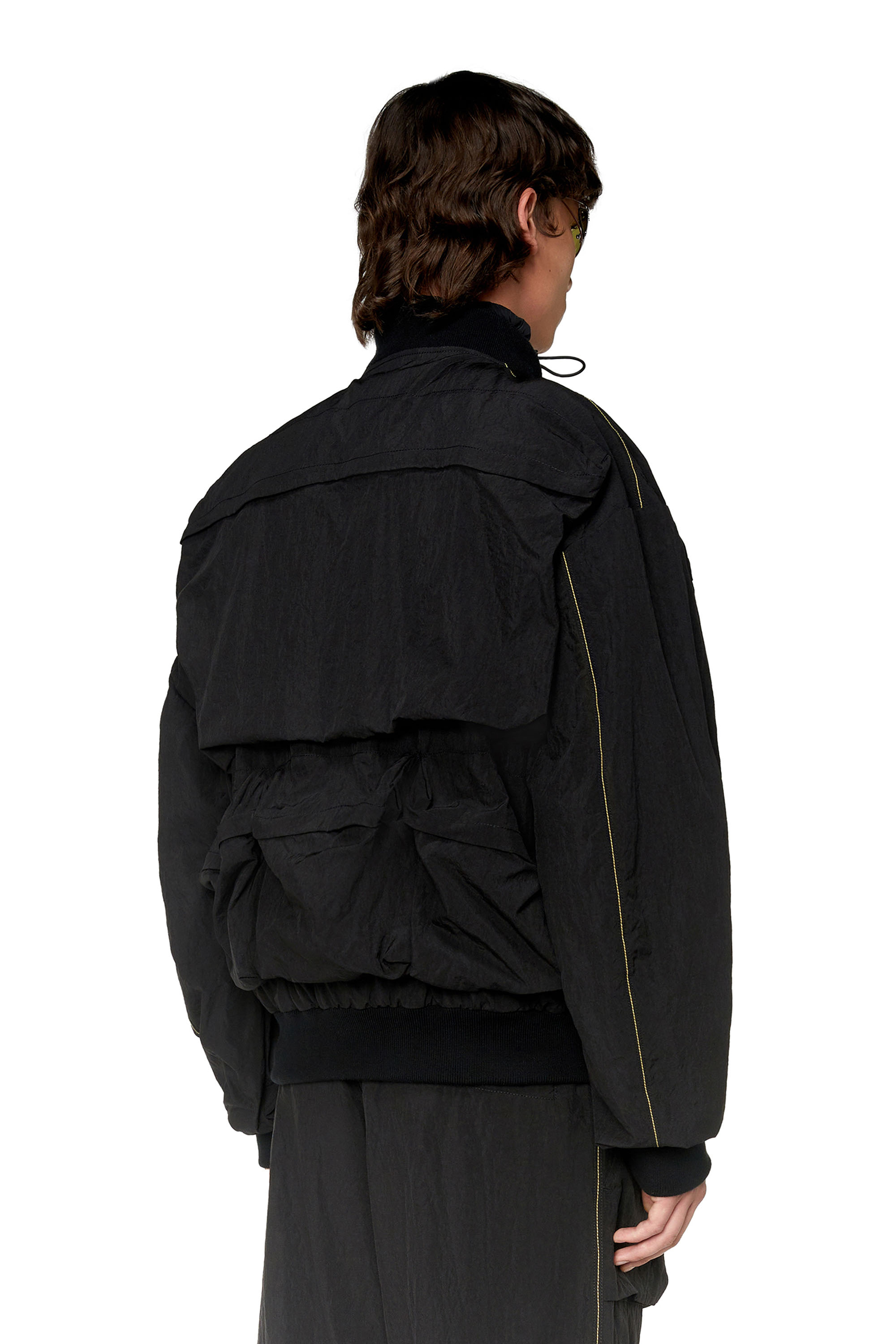 Diesel - J-STAIN-SHORT, Man's Nylon bomber with maxi pockets in Black - 4