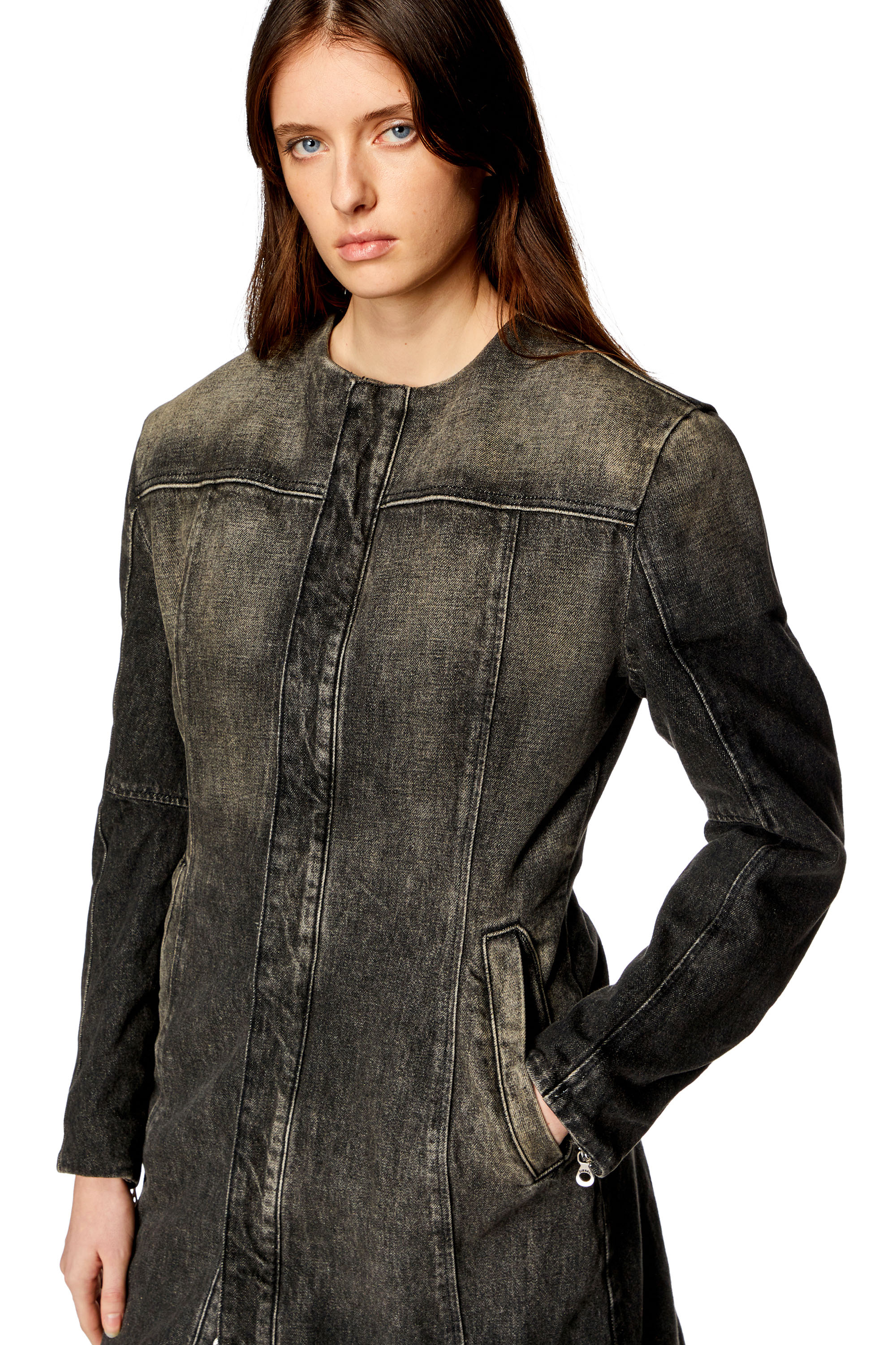 Diesel - DE-SY-S, Manteau en denim de coton et chanvre Femme in Noir - 3