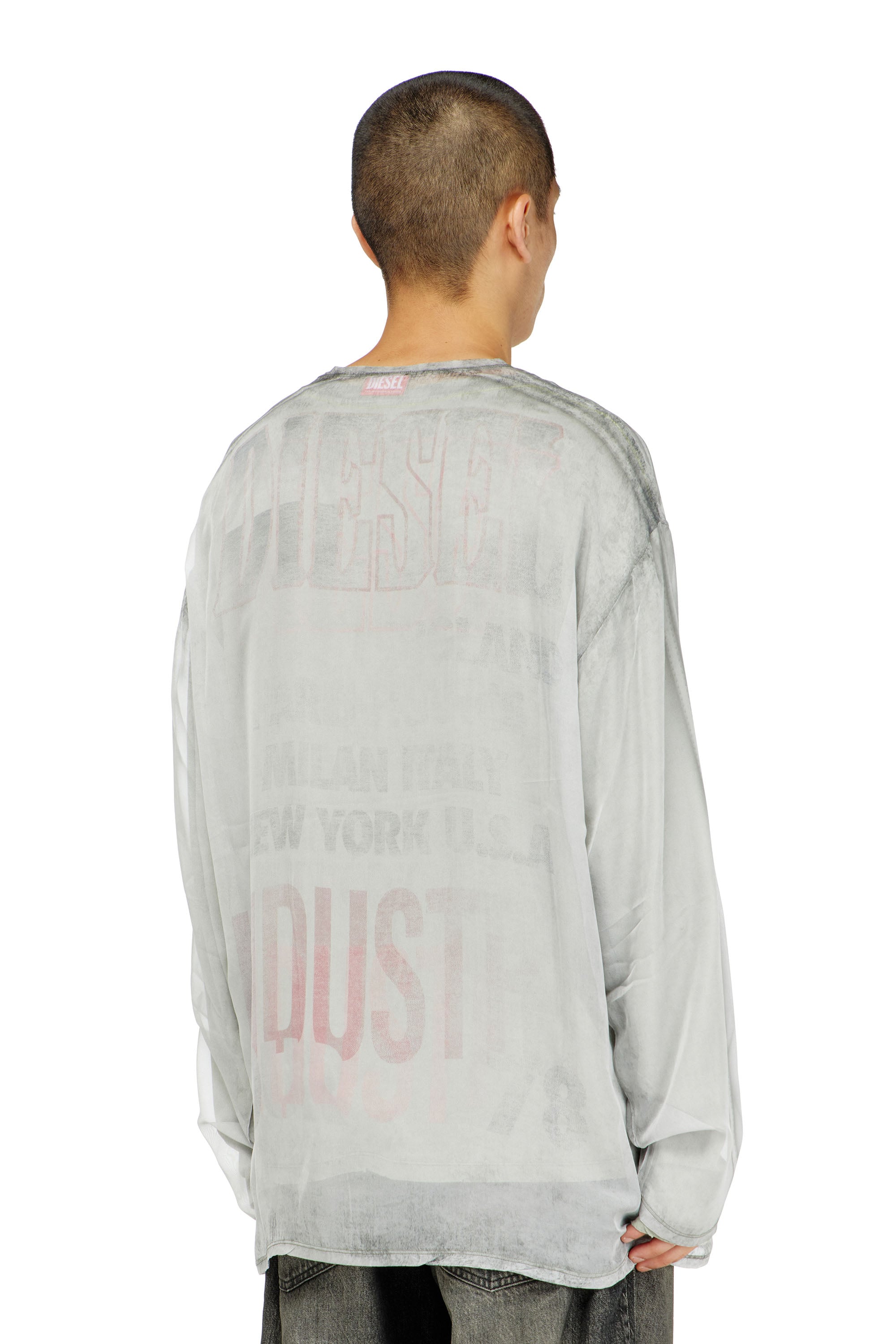 Diesel - T-DOUBLEX-LS, Male's Sheer chiffon top with concert graphics in null - 5