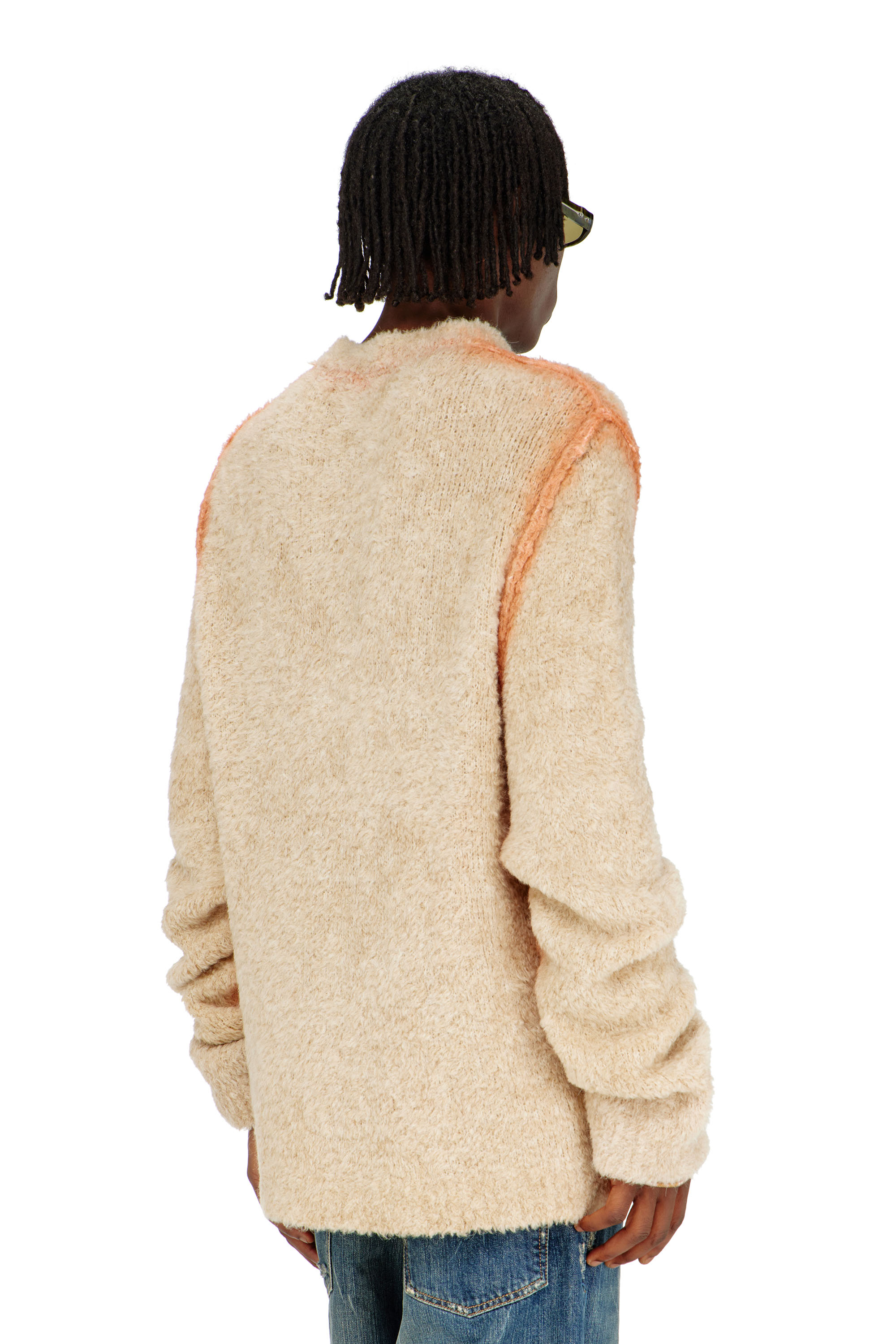 Diesel - K-RIMI, Male's Alpaca-blend jumper with spray-dyed seams in Light Brown - 4