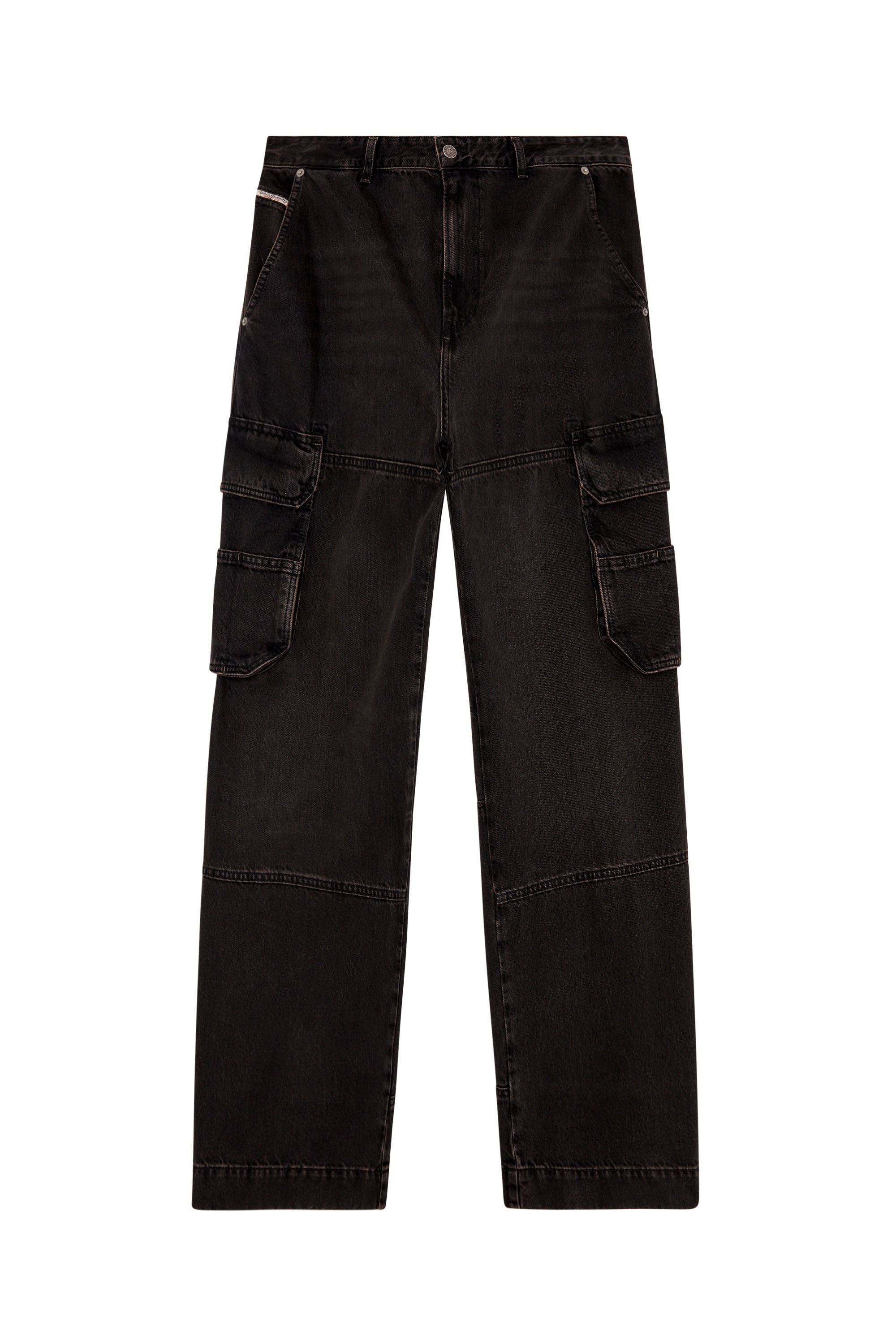 パンツ DIESEL Black Wash Cargo Denim Pant Men's Oversized Regular Jeans | Black/Dark grey | Diesel D-Fish