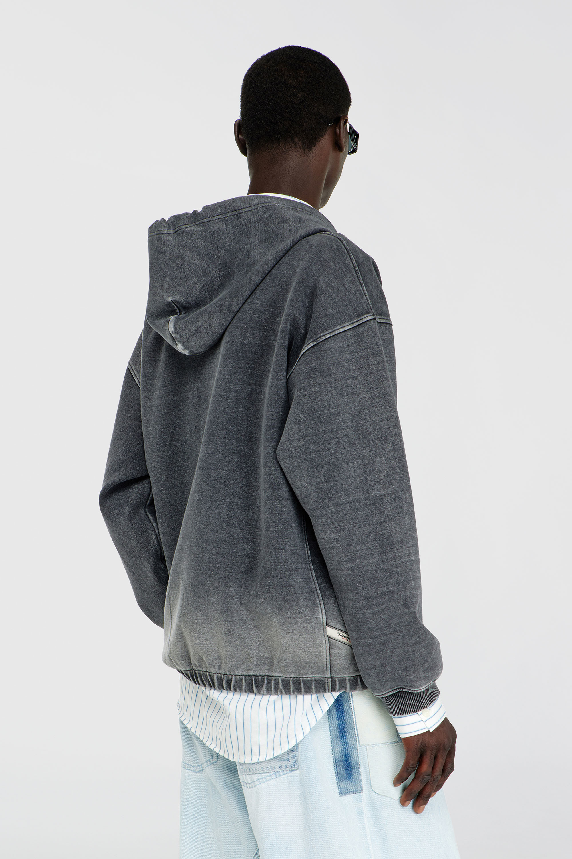 Diesel - S-HERMY-ZIP, Veste &agrave; capuche en scuba effet d&eacute;grad&eacute; Homme in Gris - 5