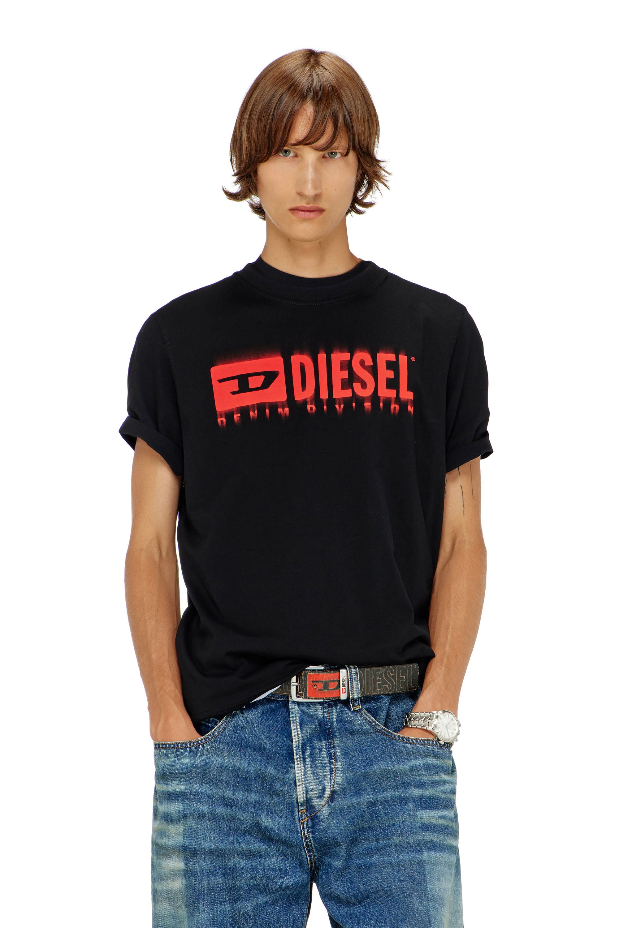 Diesel - T-ADJUST-Q7, Camiseta con logotipo Diesel borroso Hombre in Negro - 1