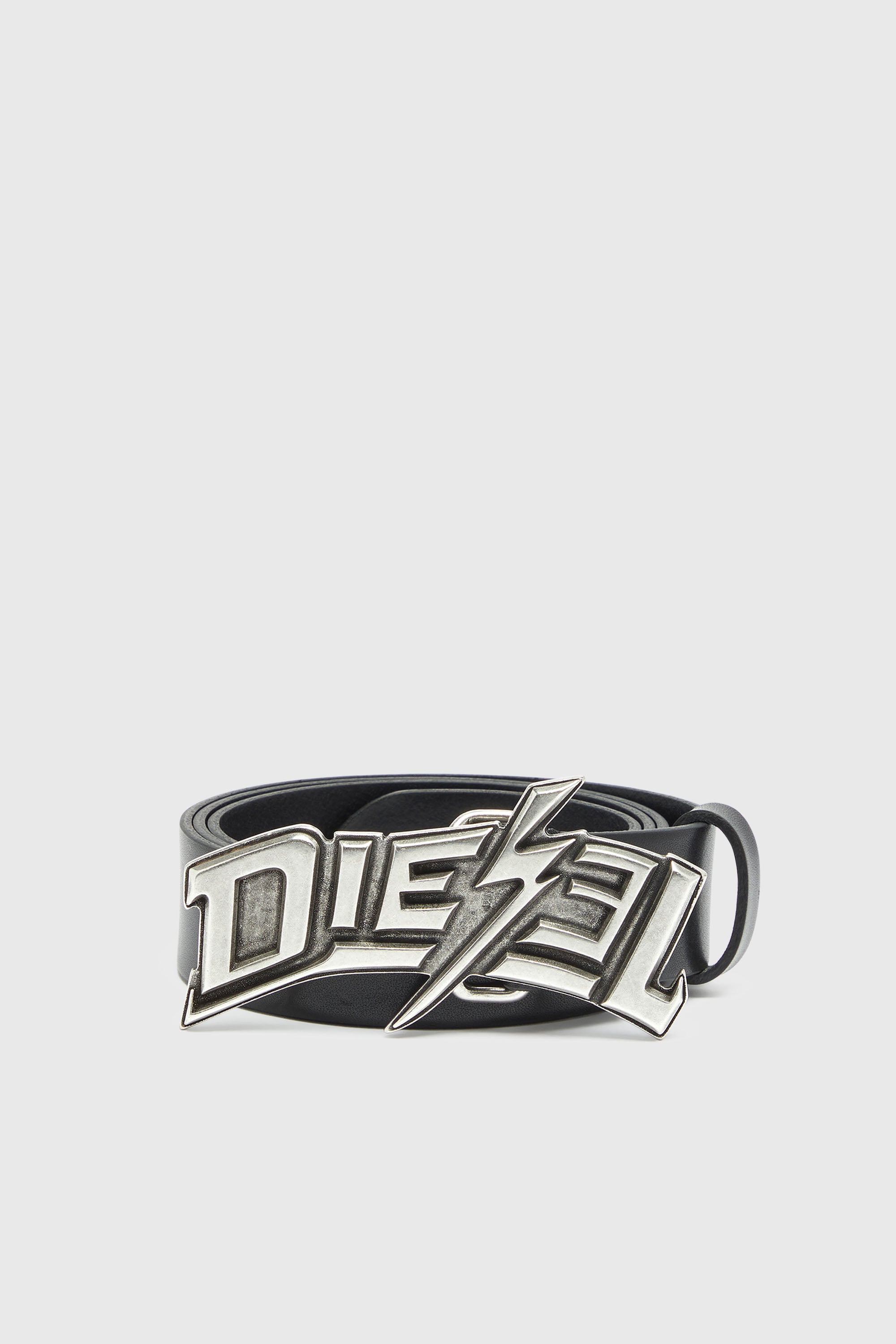 Diesel - B-LIGHTNING 35, Cintur&oacute;n de cuero de 4 cm con hebilla de rayo Hombre in Negro - 1