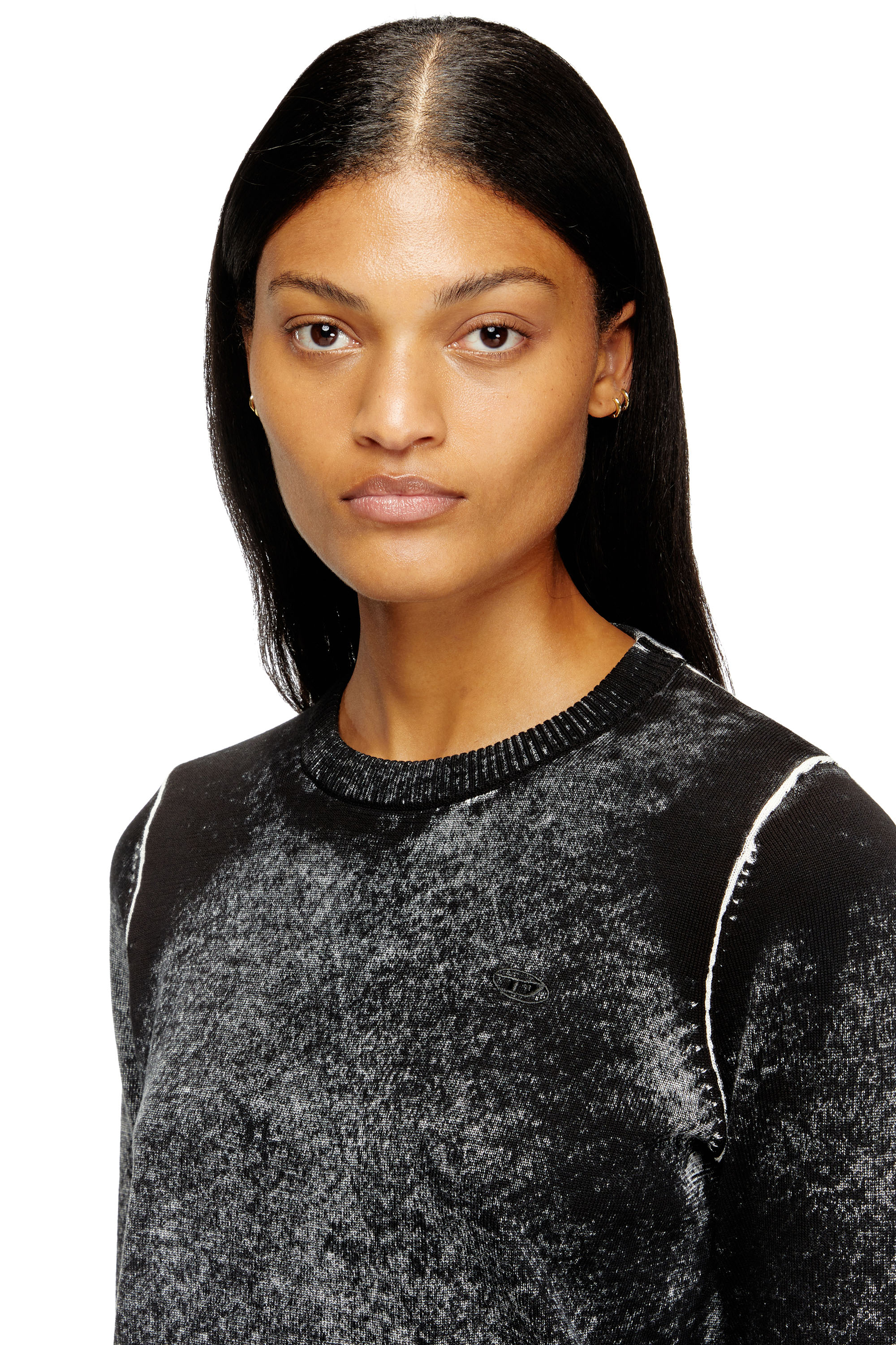 Diesel - M-LOVRE, Female's Jumper with faded reverse print in Grey/Black - 4