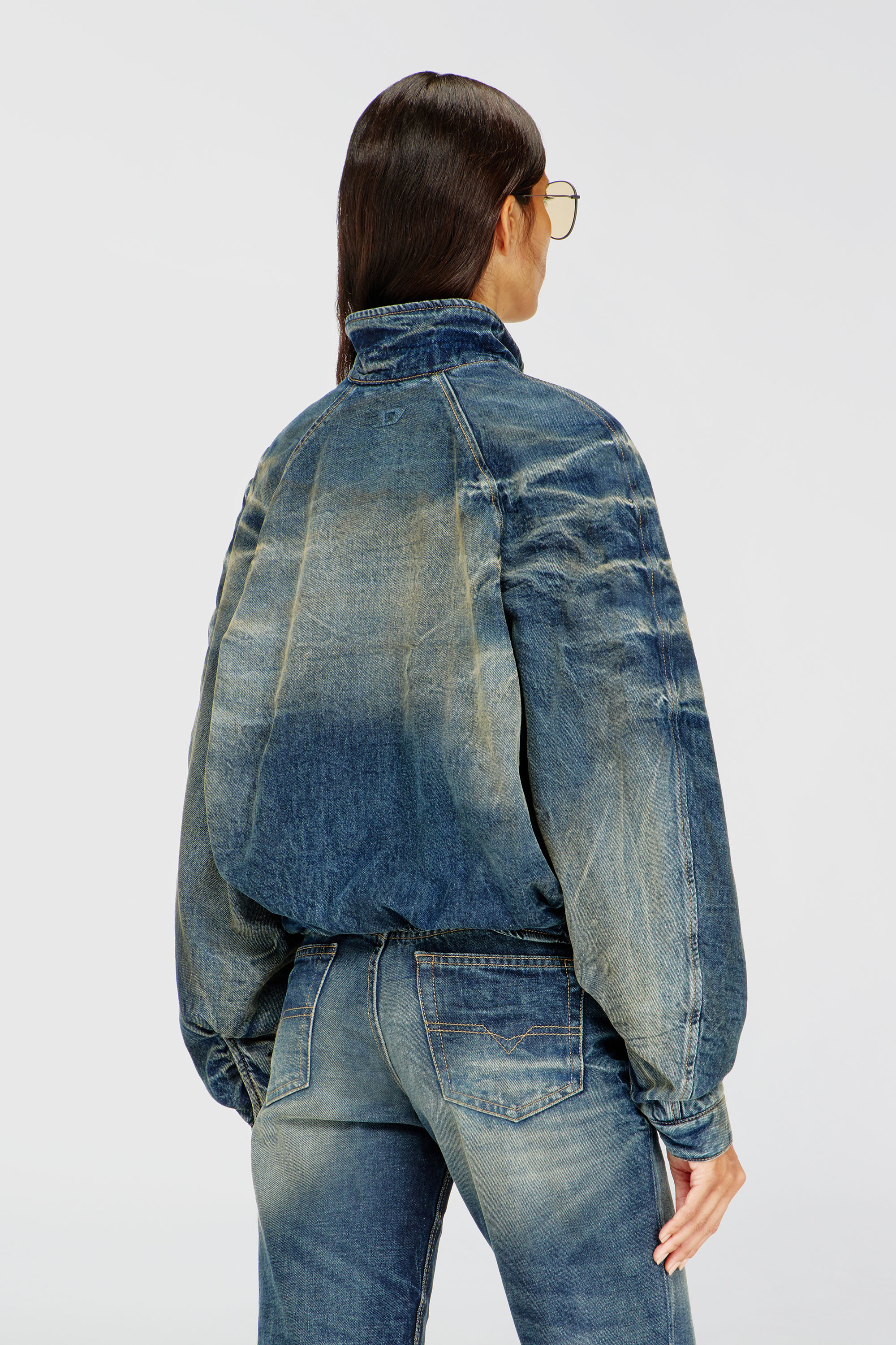 Diesel - DE-BARUS-FSJ1, Female's Padded jacket in dirty-effect creased denim in Medium Blue - 5