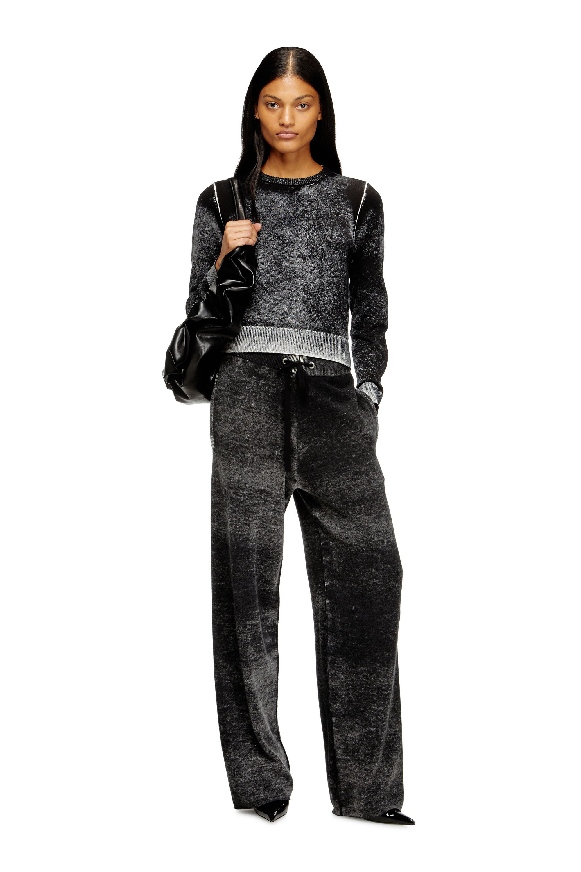 Diesel - M-LOVRE, Female's Jumper with faded reverse print in Grey/Black - 2