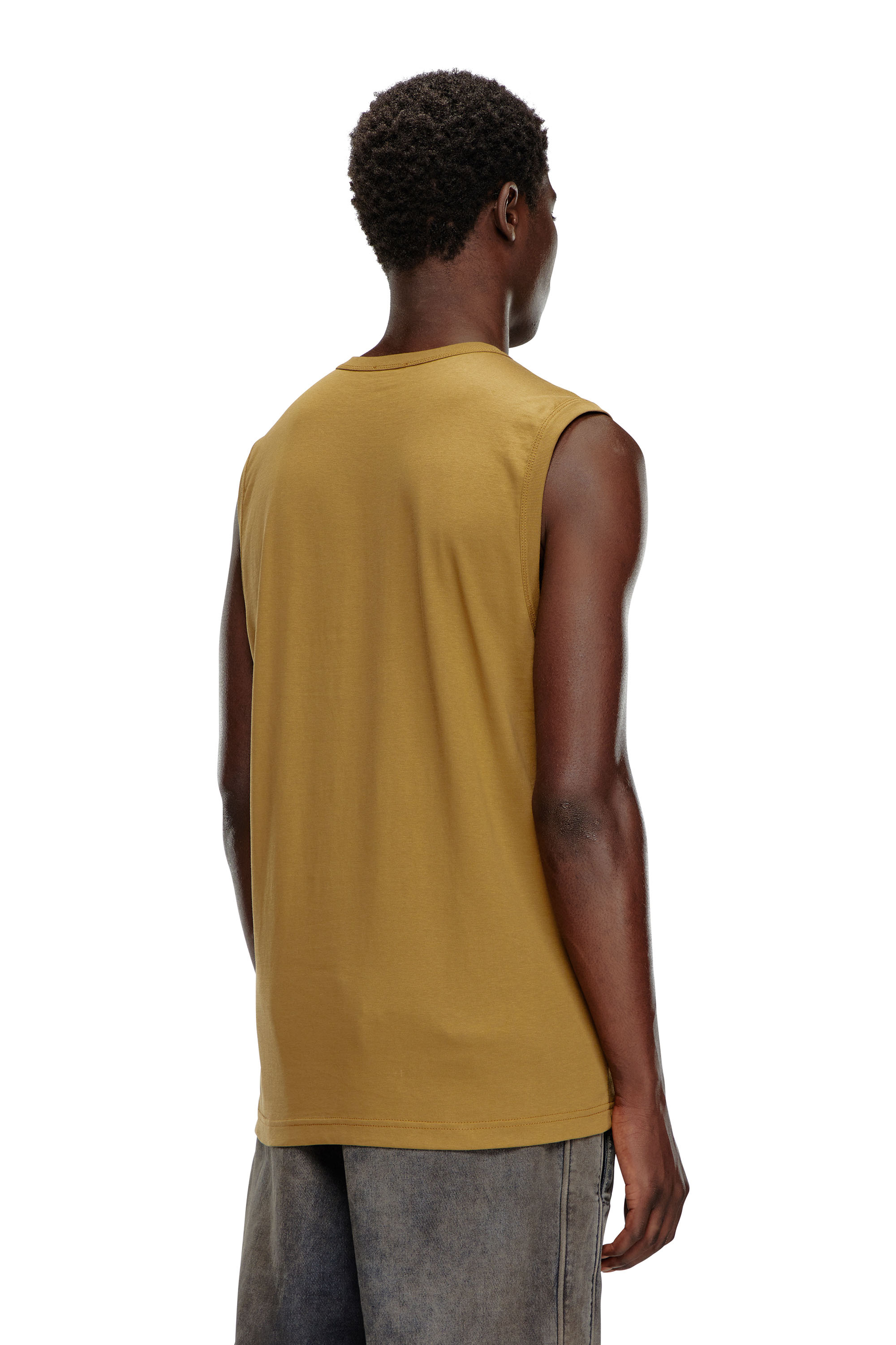 Diesel - T-BISCO-OD, Male's Tank top with injection-moulded Oval D in Light Brown - 4