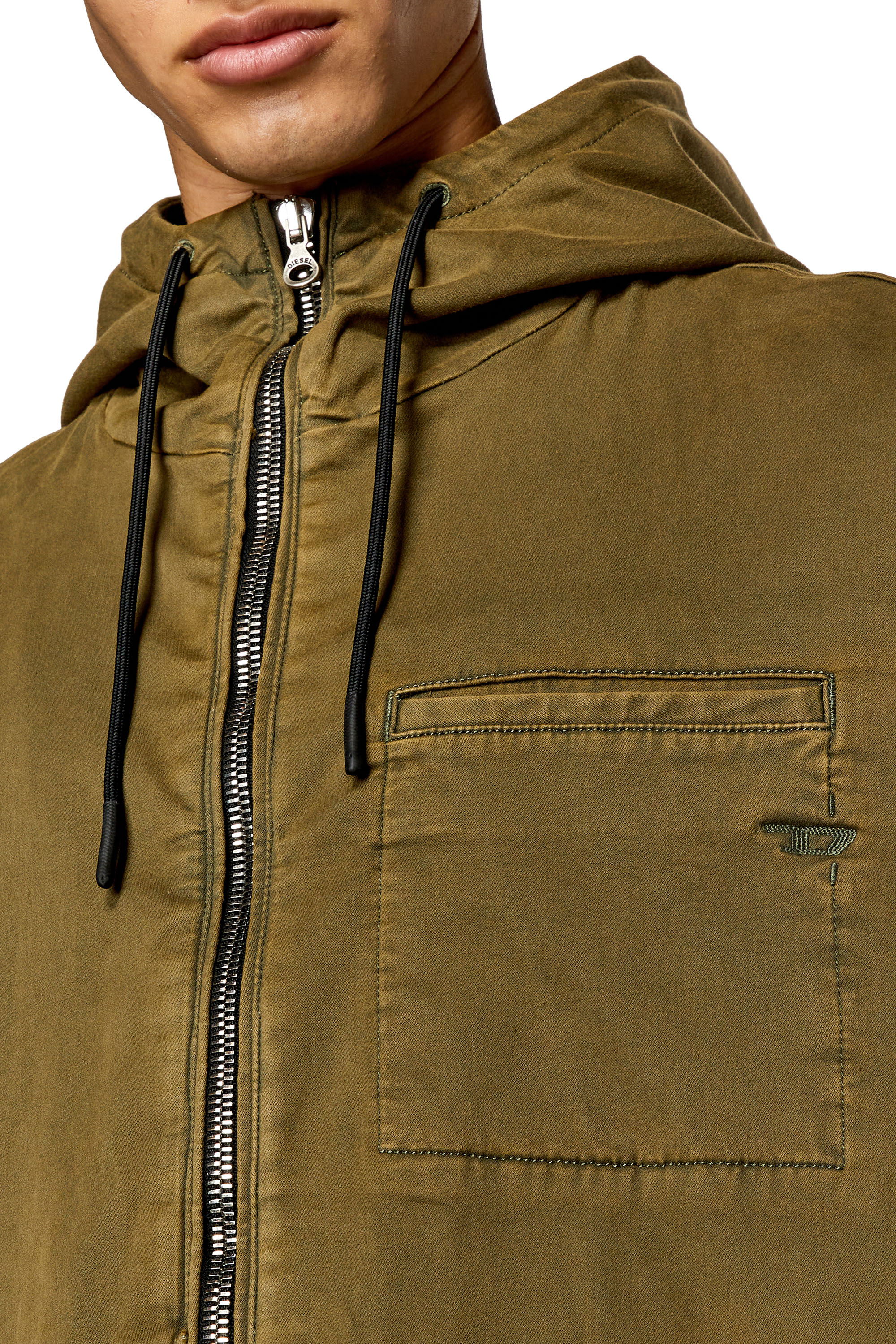 Diesel - D-HENNES JOGG, Man's Hooded JoggJeans jacket in Military Green - 4