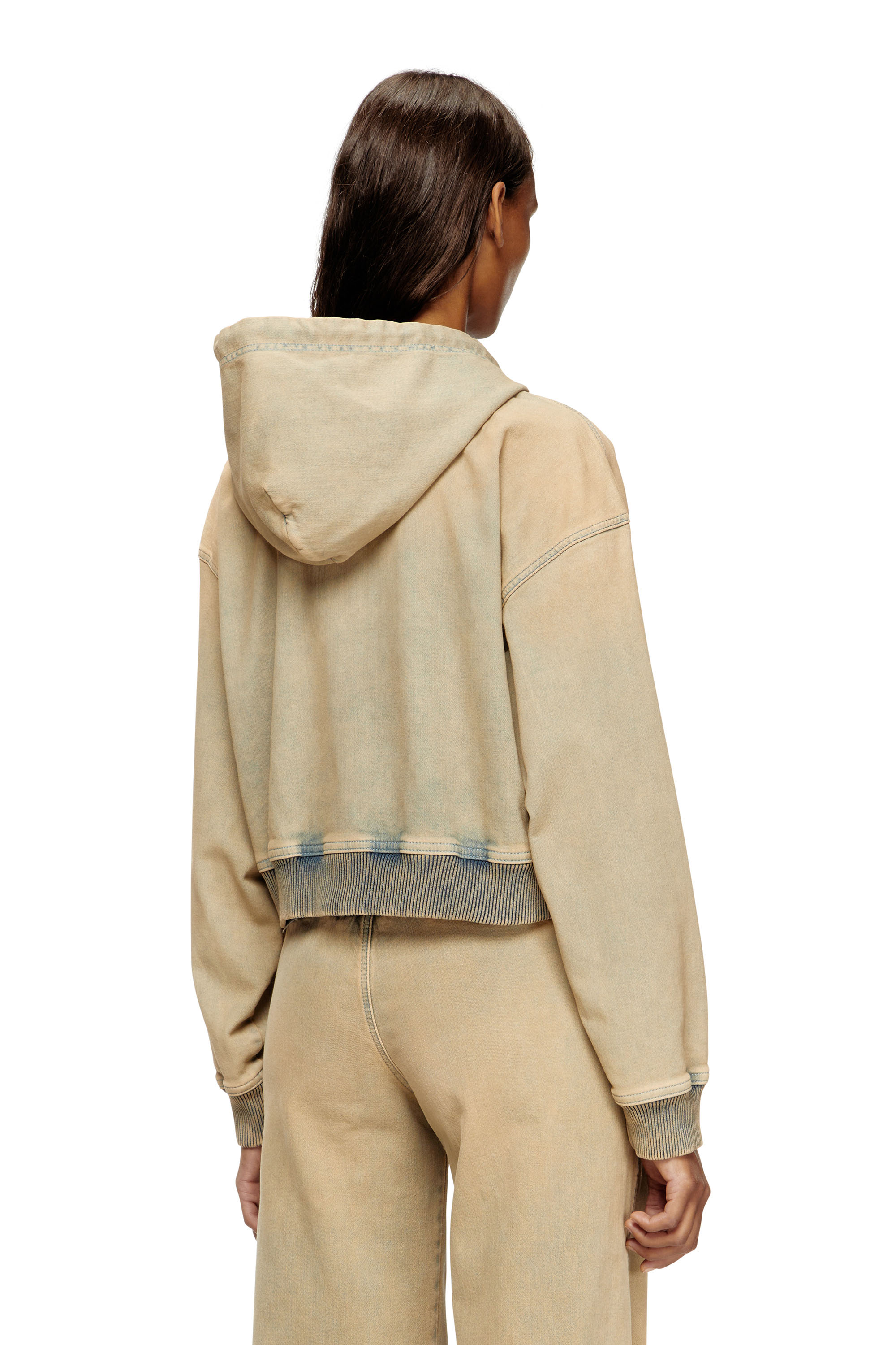 Diesel - DE-GIRI-CROP JOGG, Female's Zipped hoodie in coloured JoggJeans in Beige/Blue - 4