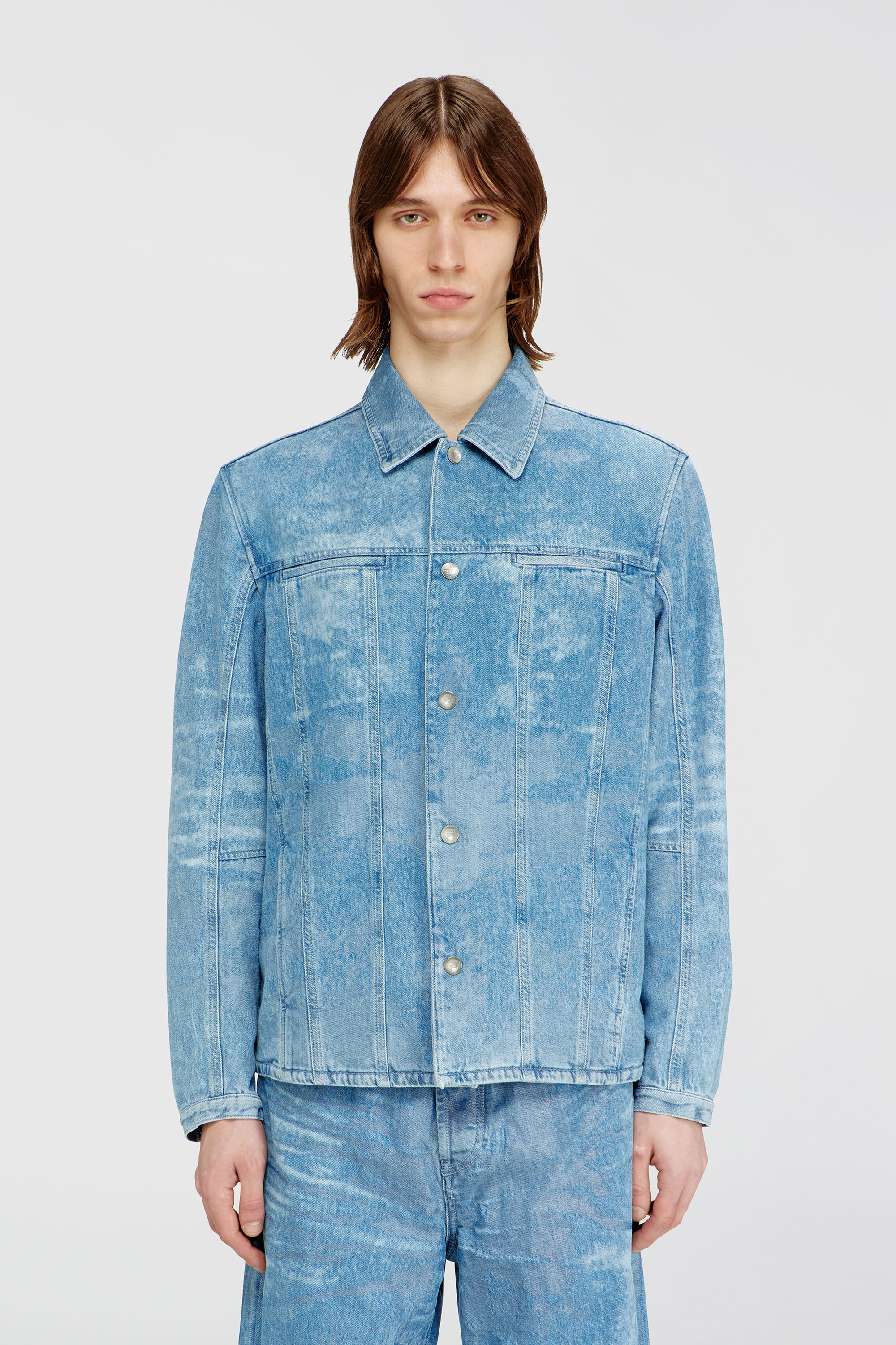 Diesel - D-SERON-FSI, Man's Jacket in satin denim in Light Blue - 1