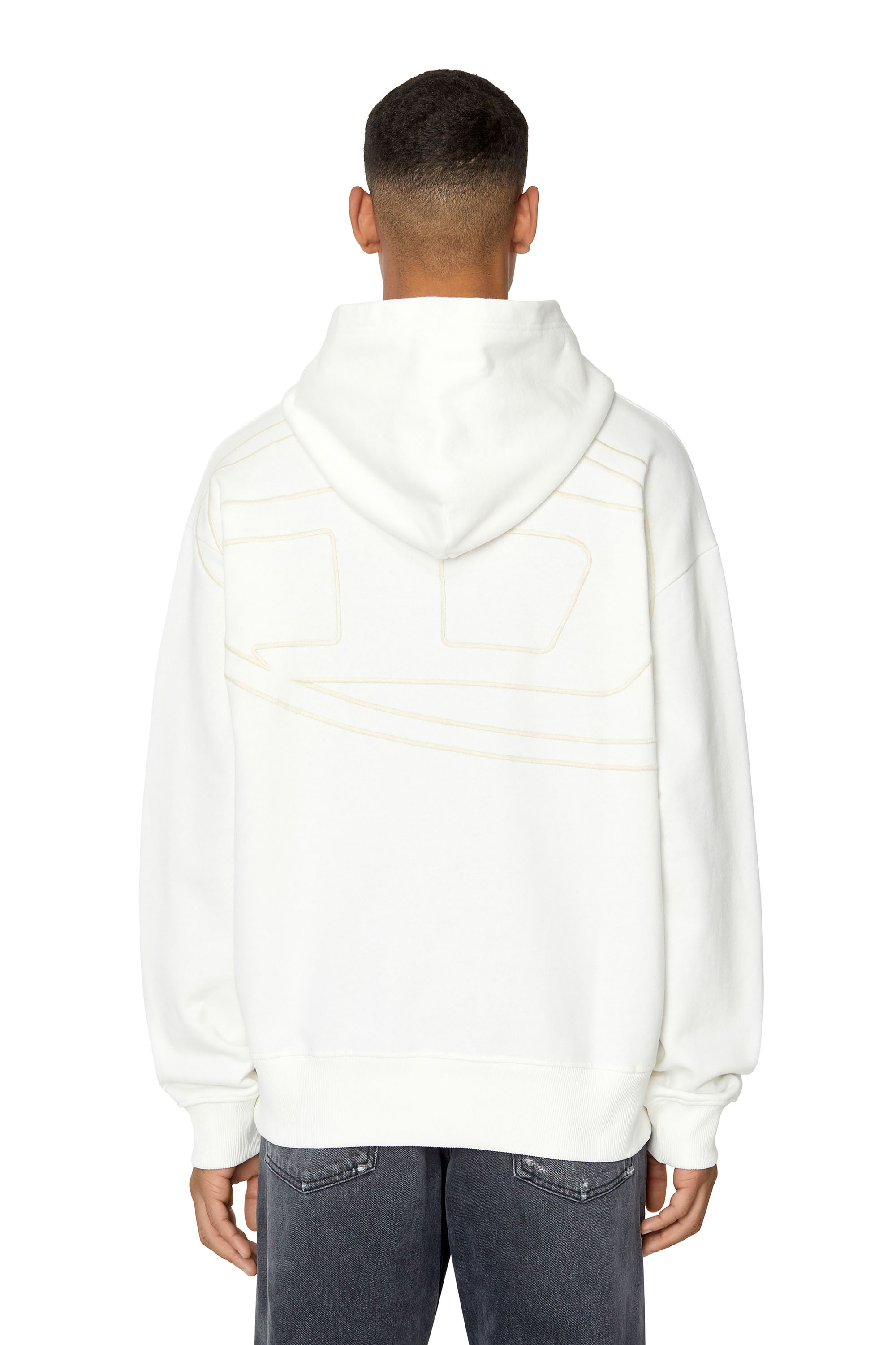 Diesel - S-MACS-HOOD-MEGOVAL, Man's Hoodie with back maxi D logo in White - 3