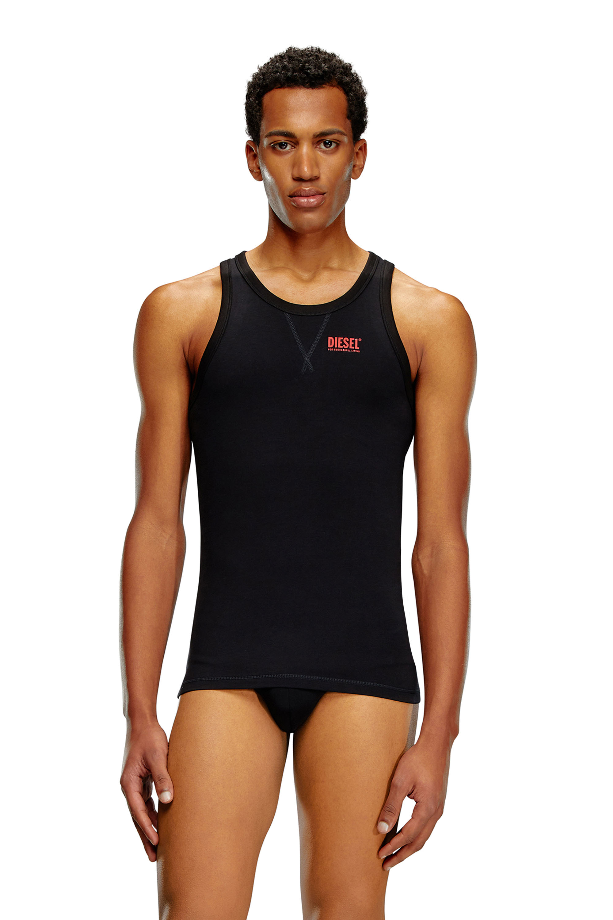 Diesel - UMTK-JOHNNY, Camiseta con tirantes y logotipo estampado Hombre in Negro - 3