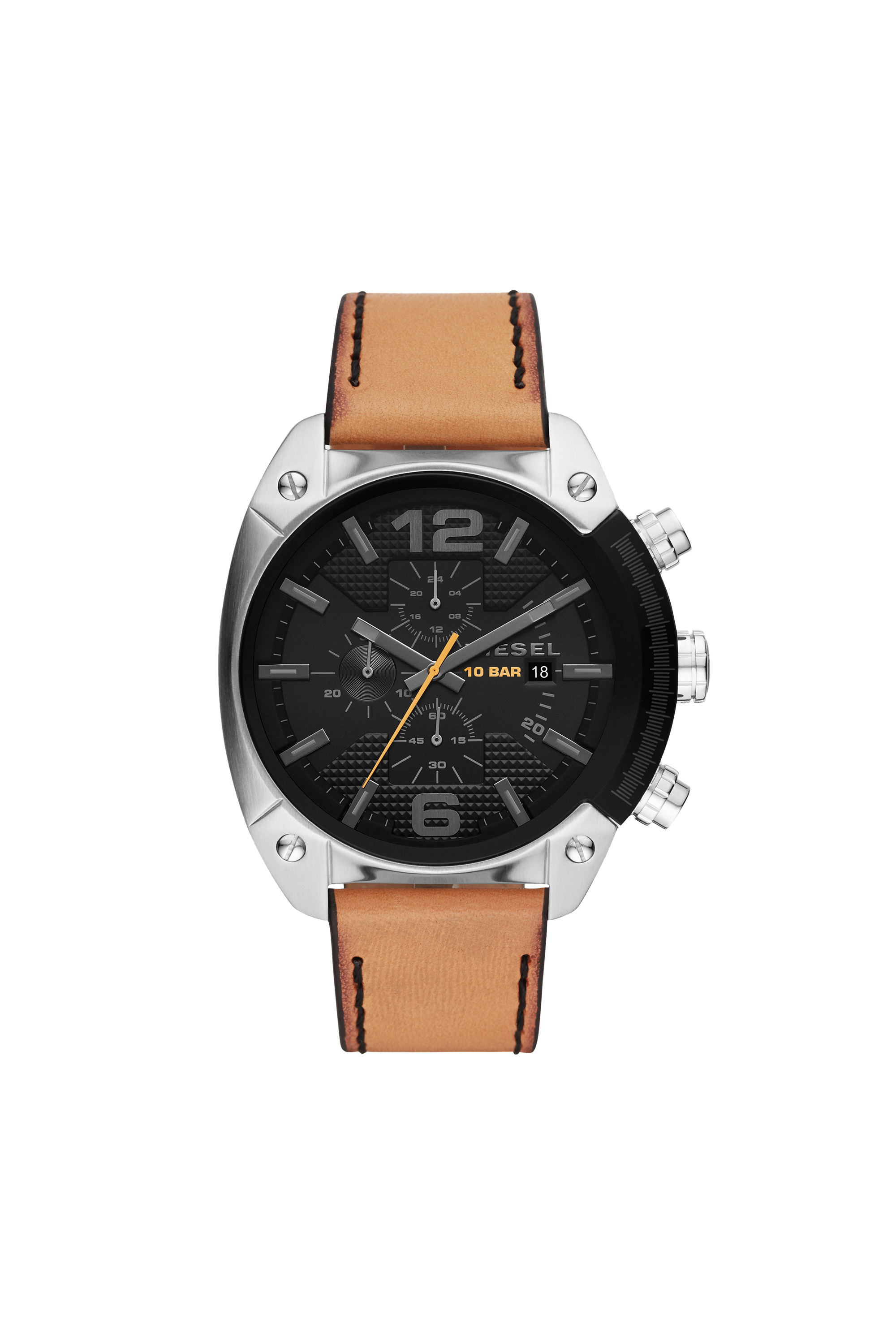 Three-Hand Brown Leather Watch