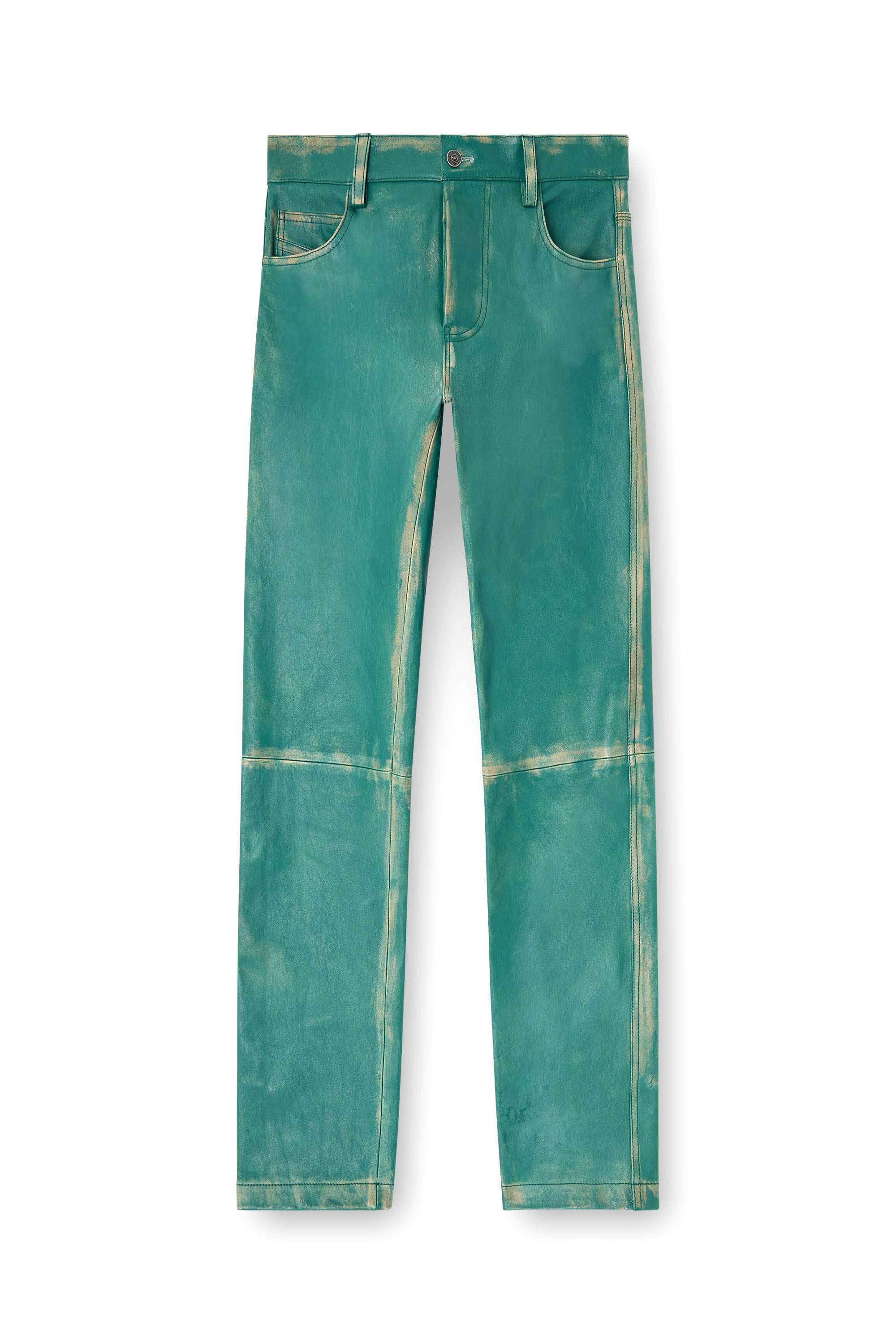 Diesel - P-OCKET, Man's Pants in treated leather in Green - 3