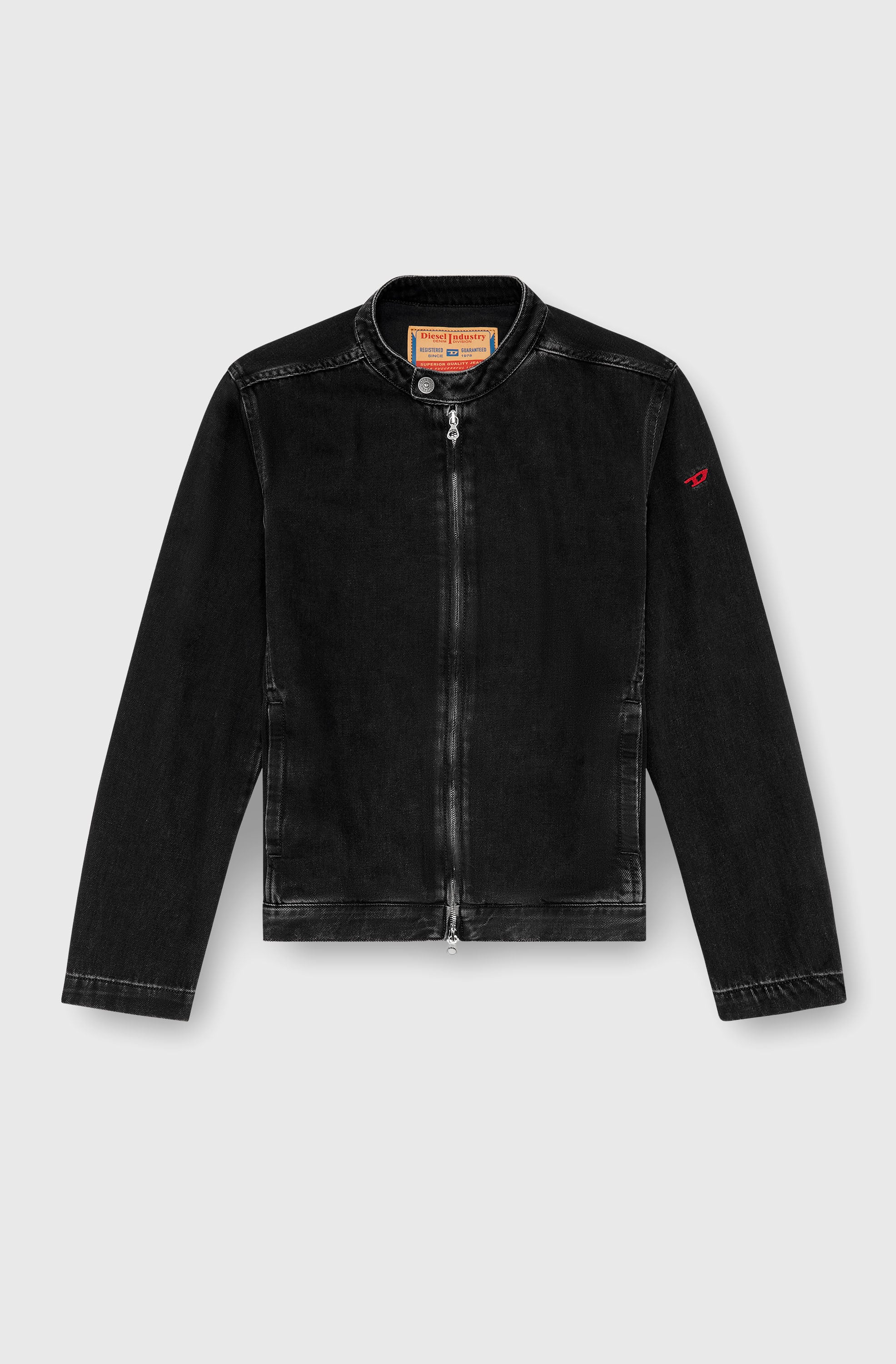 Diesel - D-GLORY, Veste moto en denim d&eacute;lav&eacute; Homme in Noir - 2