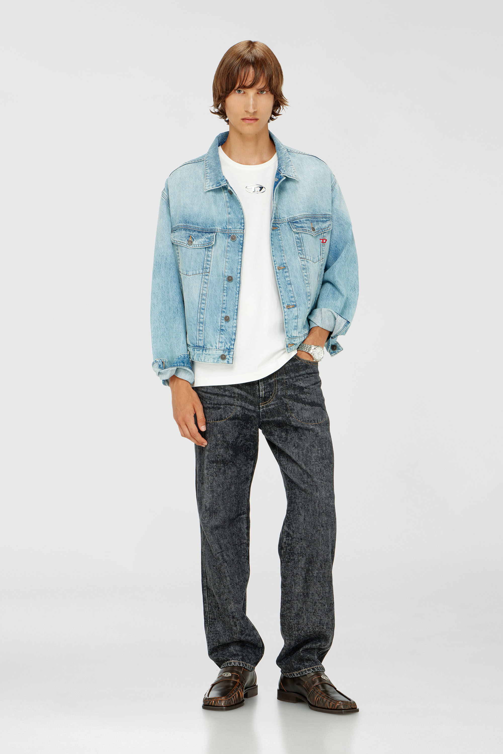 Diesel - T-NORM-IOD, Camiseta ligera de algod&oacute;n con logotipo Oval D met&aacute;lico Hombre in Blanco - 2