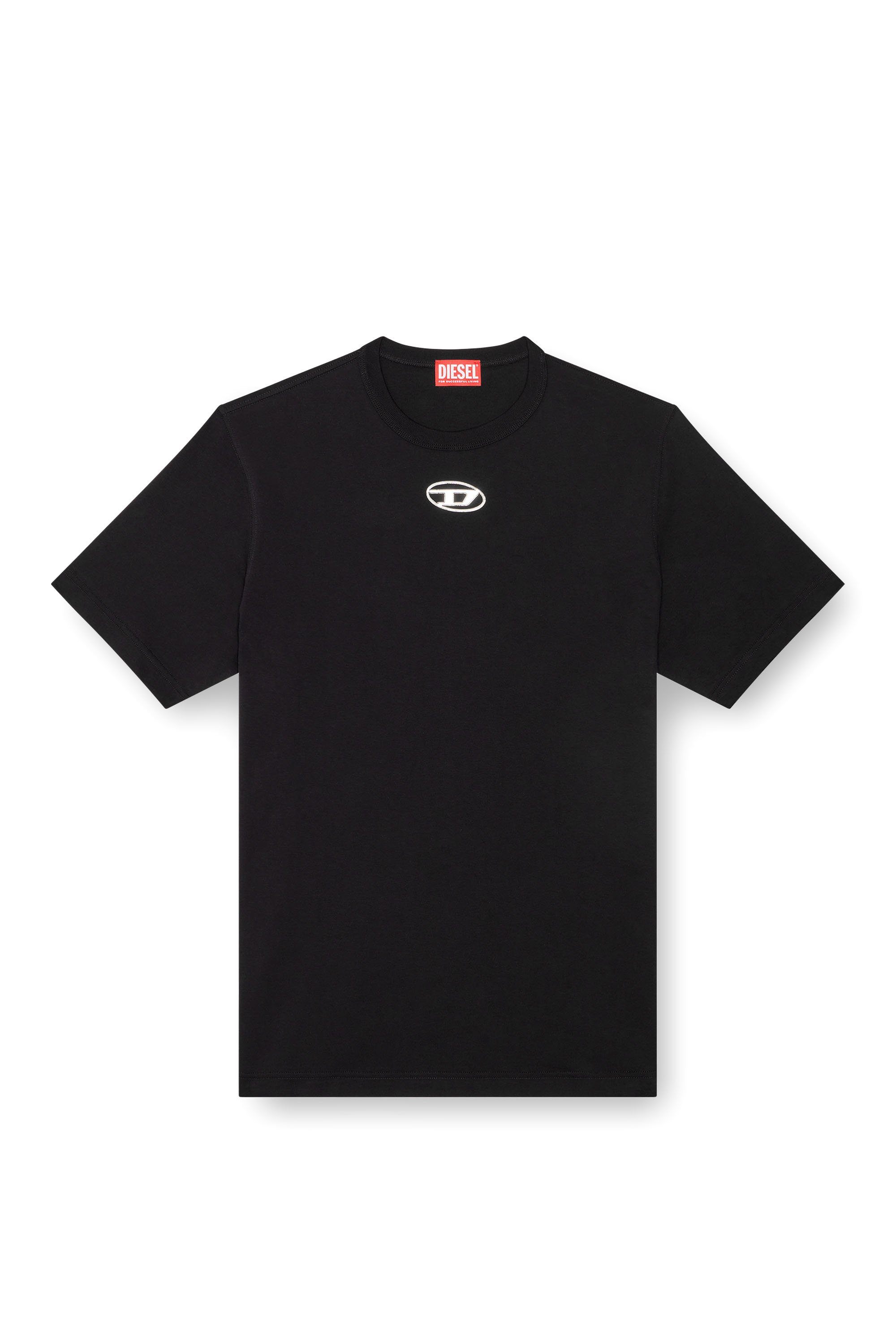 Diesel - T-ADJUST-OD, Male's T-shirt with metallic Oval D in Black - 2