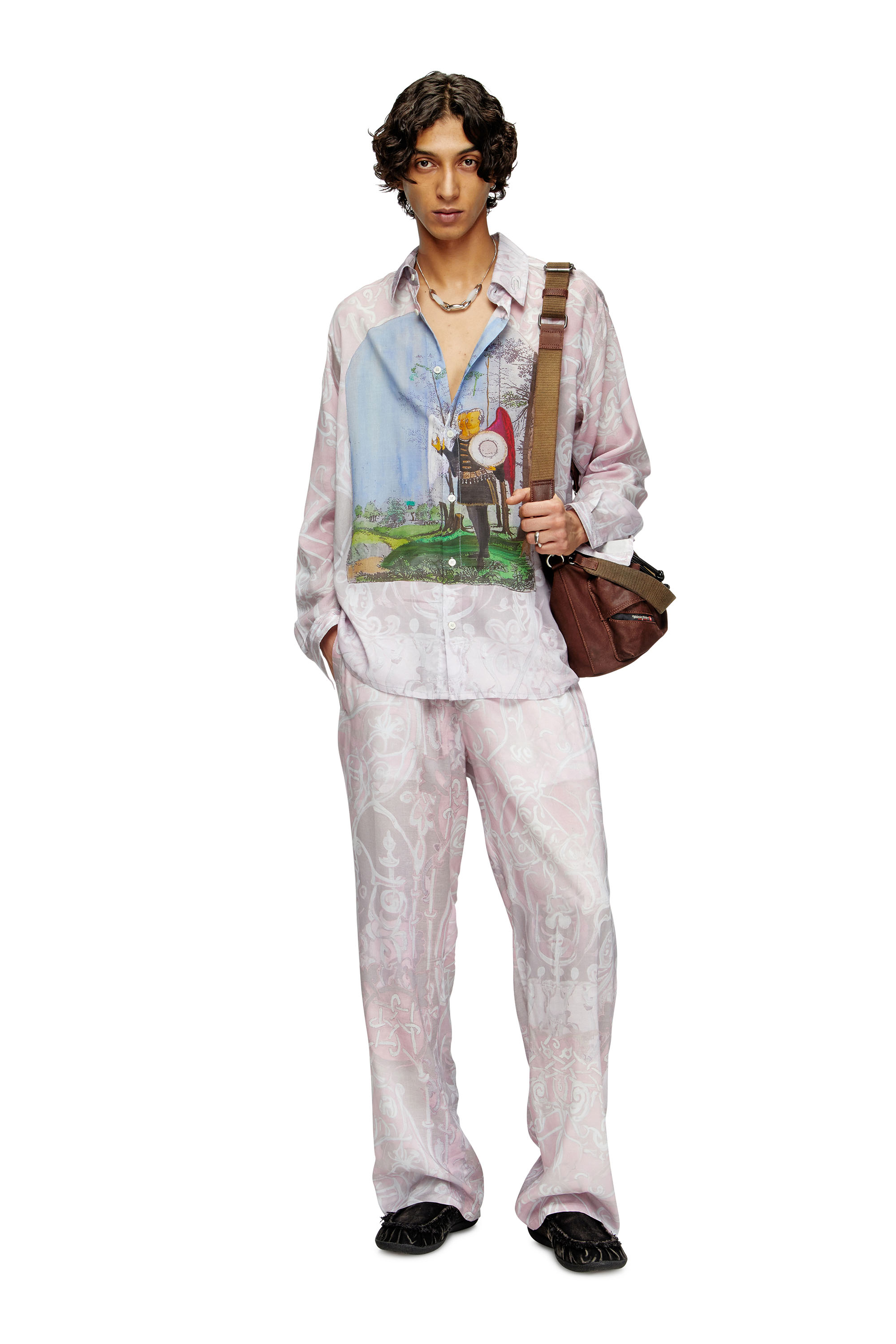 P-THECK-A-AJFW, Rose Diesel - P-THECK-A-AJFW, Pantalon de survêtement avec imprimé médiéval Mixte in Rose - 1