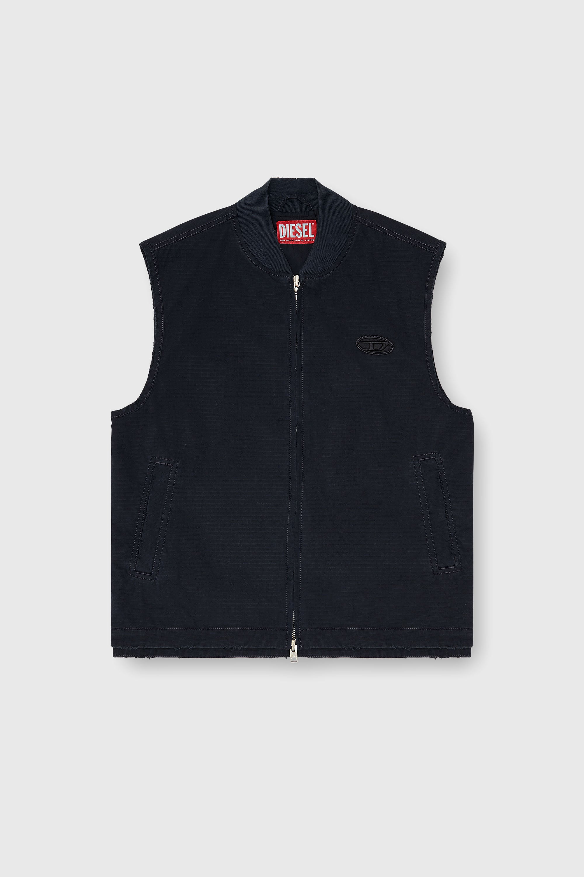 Diesel - J-TYPE-CO-SL, Gilet en coton ripstop avec patch Oval D Homme in Noir - 2
