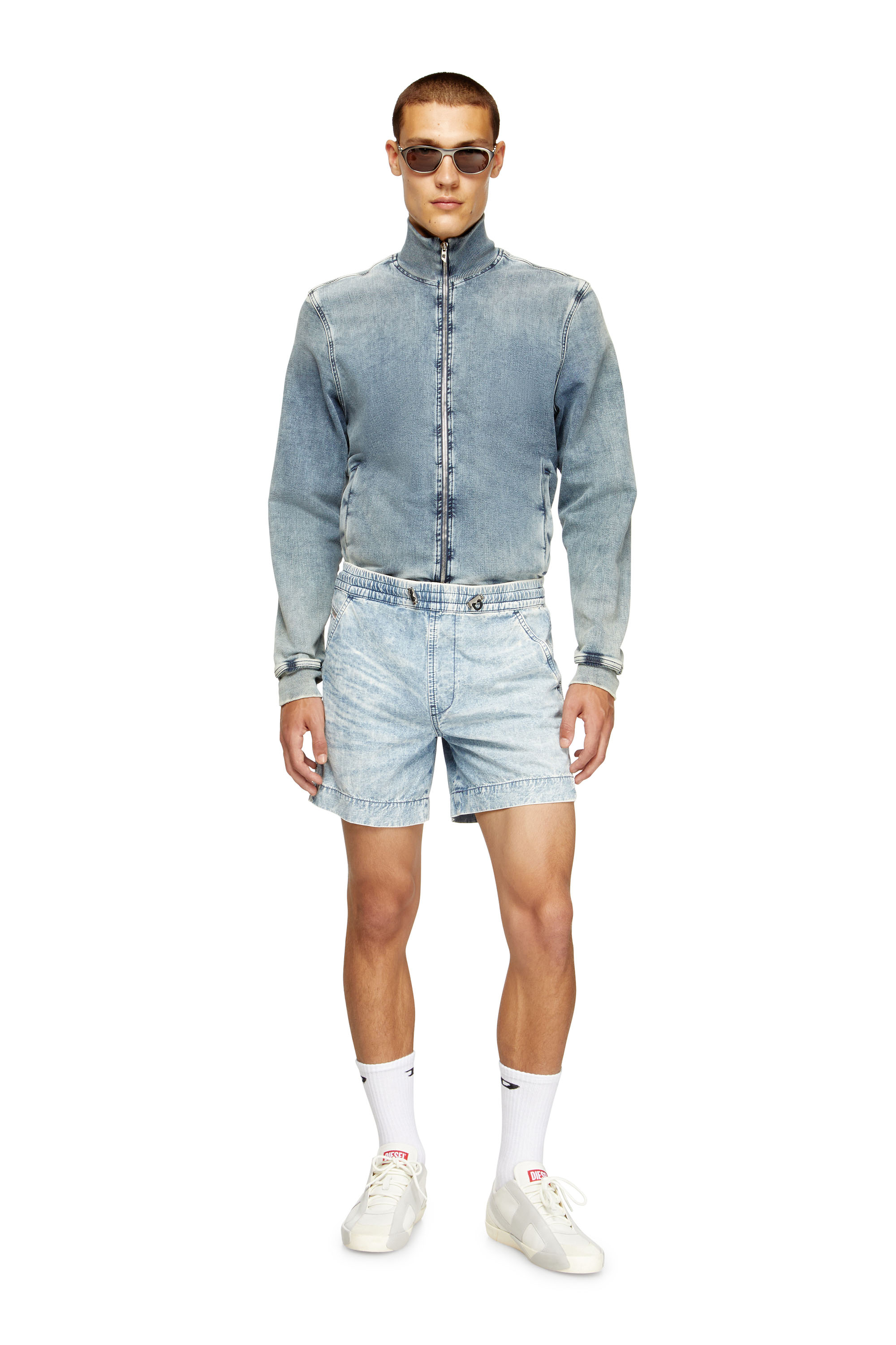 Diesel - D-TENNI-S, Unisex's Shorts in marbled denim in Light Blue - 4