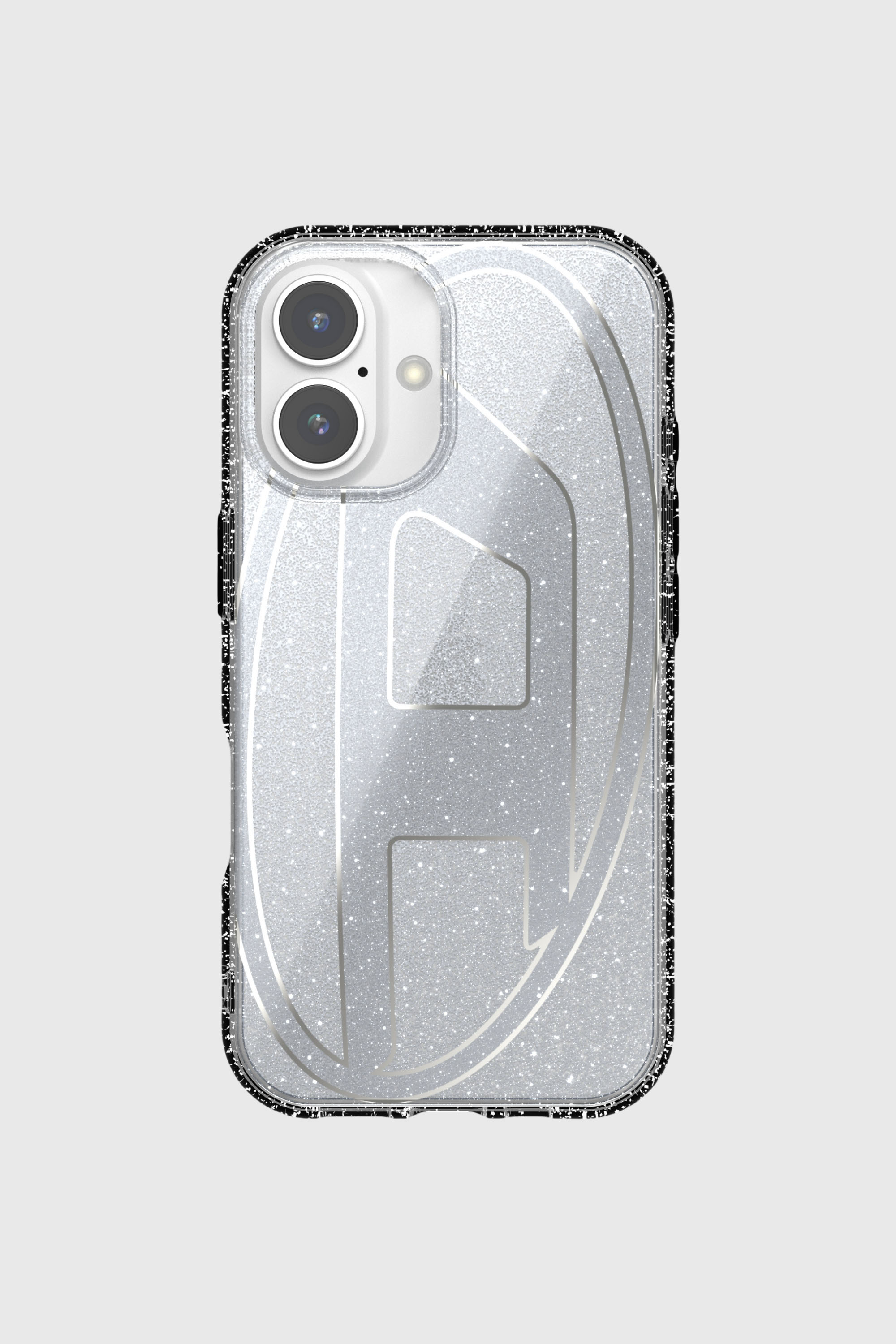 Diesel - 60151 AOP CASE, Unisex's Oval D Glitter Case for iP 16 in Silver - 2