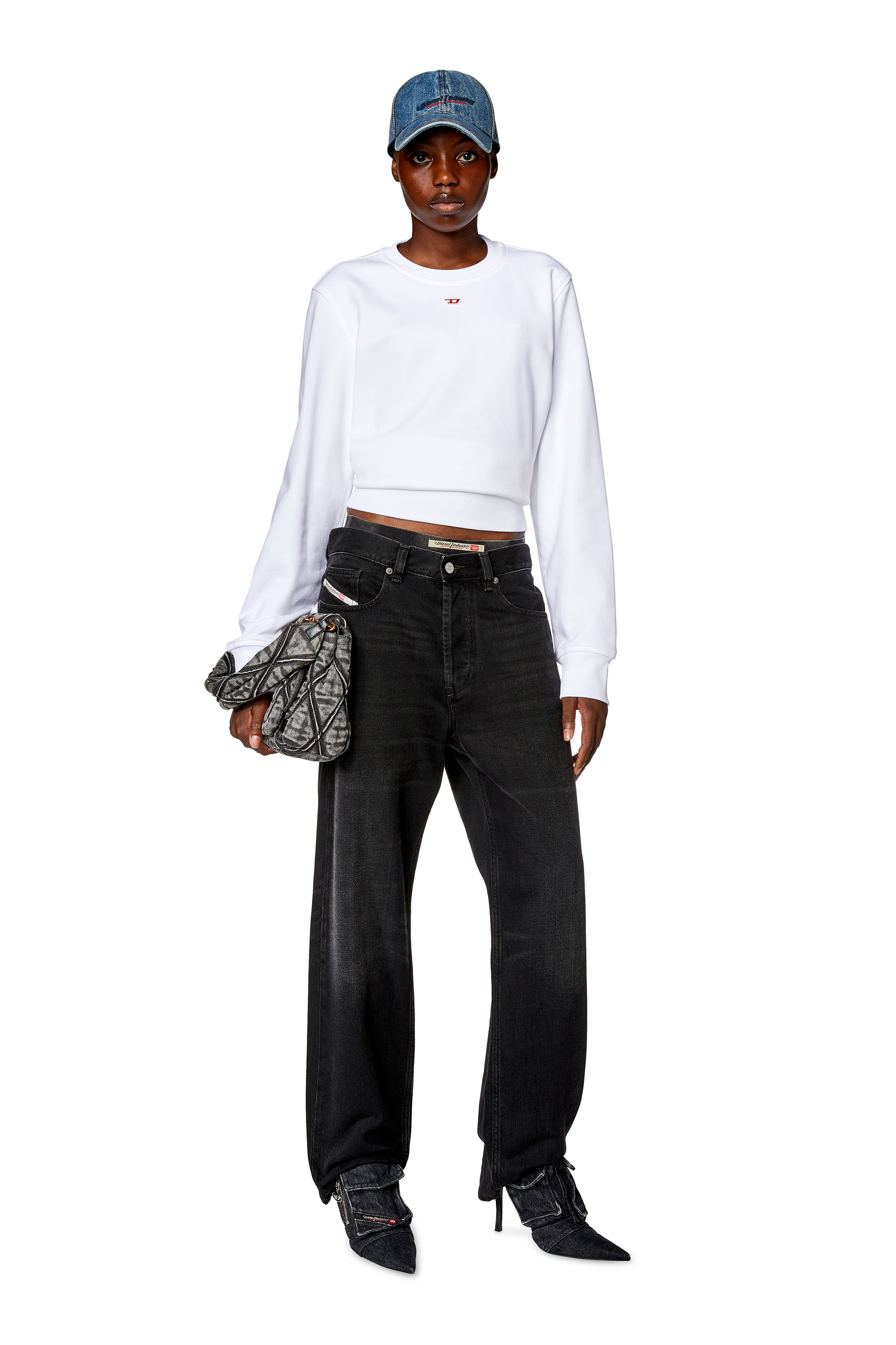 Diesel - S-GINN-D, Woman's Sweatshirt with D logo in White - 2