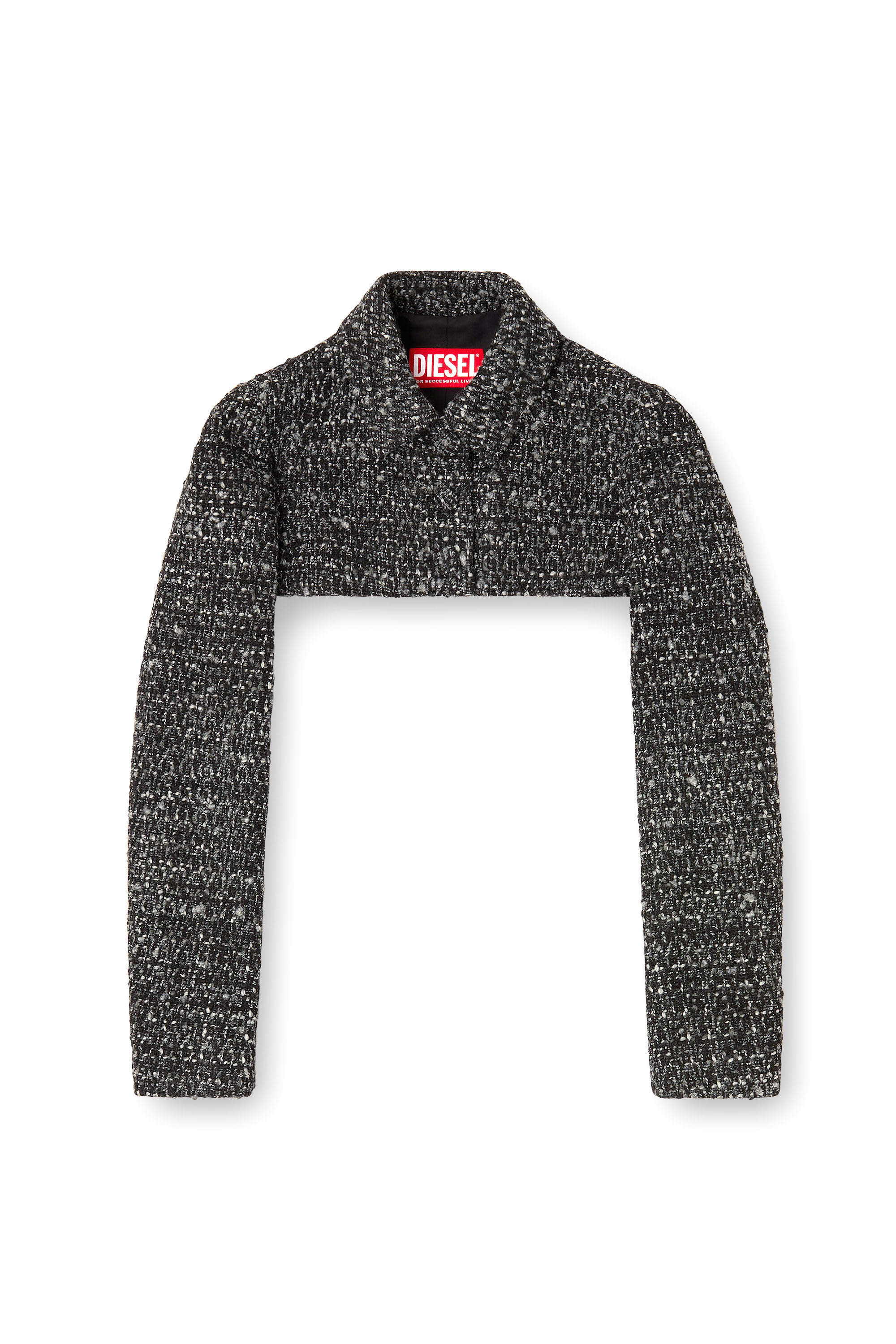 Diesel - G-ANNE, Woman's Boucl&eacute; jacket with ultra-crop hem in Black - 3